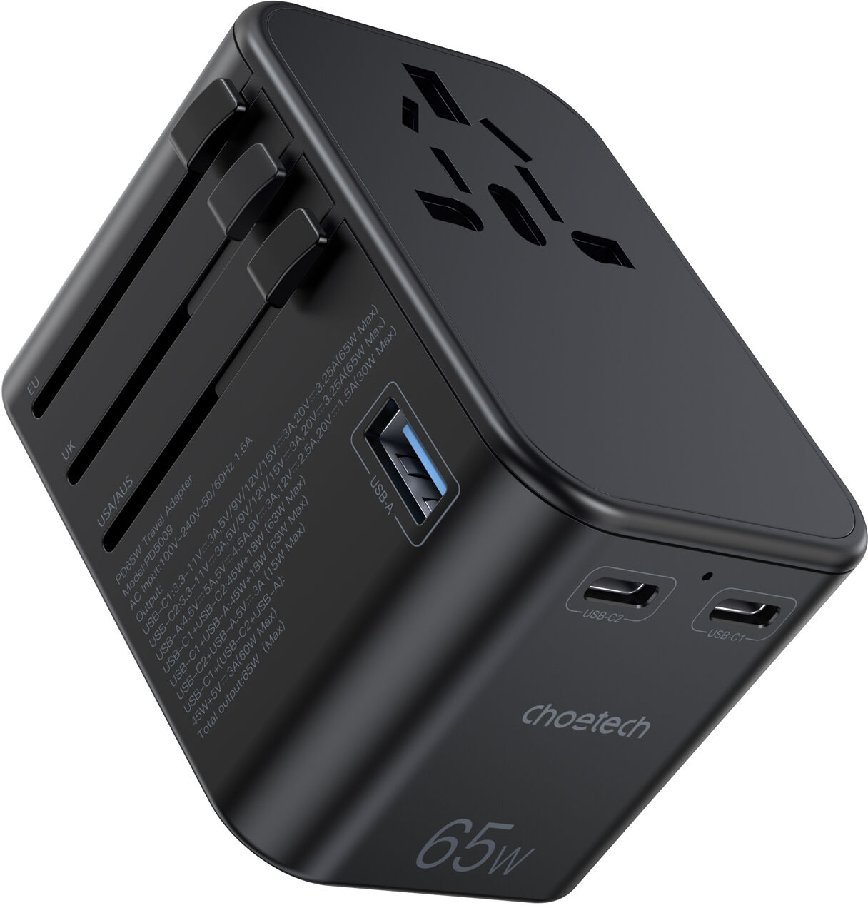 Zdjęcia - Ładowarka Choetech Szybka  podróżna wtyczka UE UK USA AUS 3xUSB 30-65W czarny 