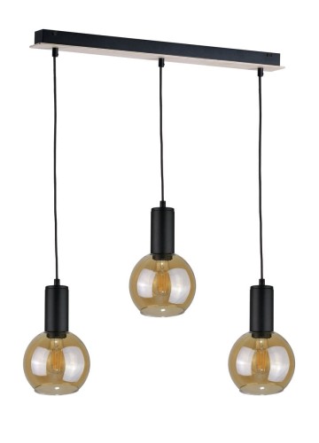 Jantar lampa wisząca 3-punktowa czarna/drewno 2026