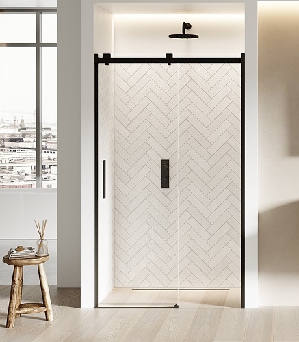 New Trendy EXK-3953 DRZWI WNĘKOWE SOFTI BLACK 130x200 CZYSTE 8mm ACTIVE SHIELD