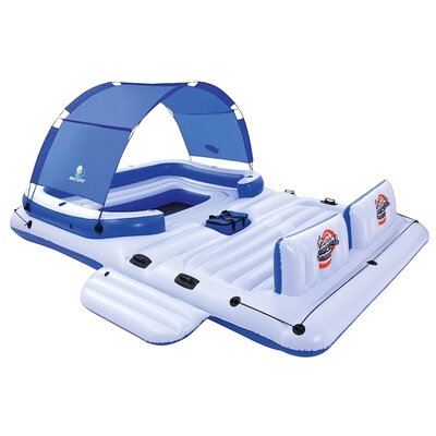 Bestway 43105 pływak basenowy i plażowy Niebieski, Biały Pływająca wyspa Wzór Winyl, Air bed