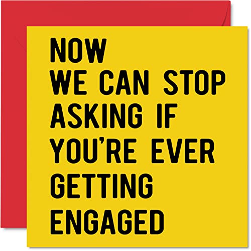 Śmieszne kartki zaręczynowe dla par – Stop Asking – gratulacje prezenty zaręczynowe, kartka z gratulacjami, 145 mm x 145 mm banter ślub ślub ślub kartka z życzeniami dla narzeczonej