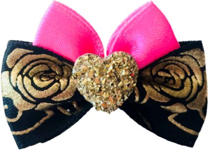 Kokardka Glamour różowa róża 4,5cm KG003