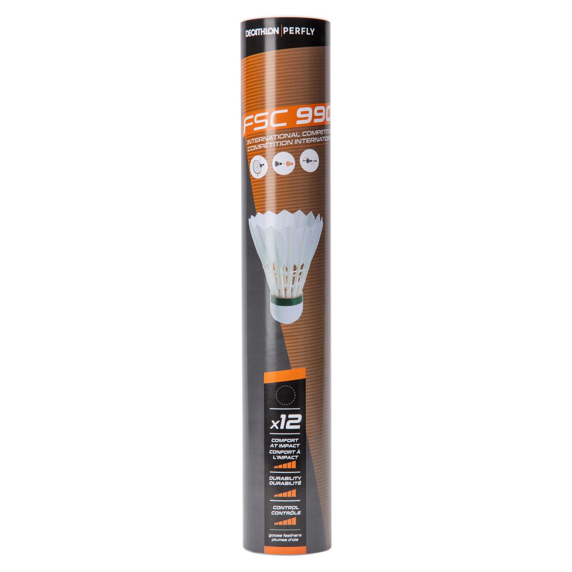 PERFLY Lotki do badmintona z piór FSC 990 x12 (SZYBKOŚĆ 78) Unisex