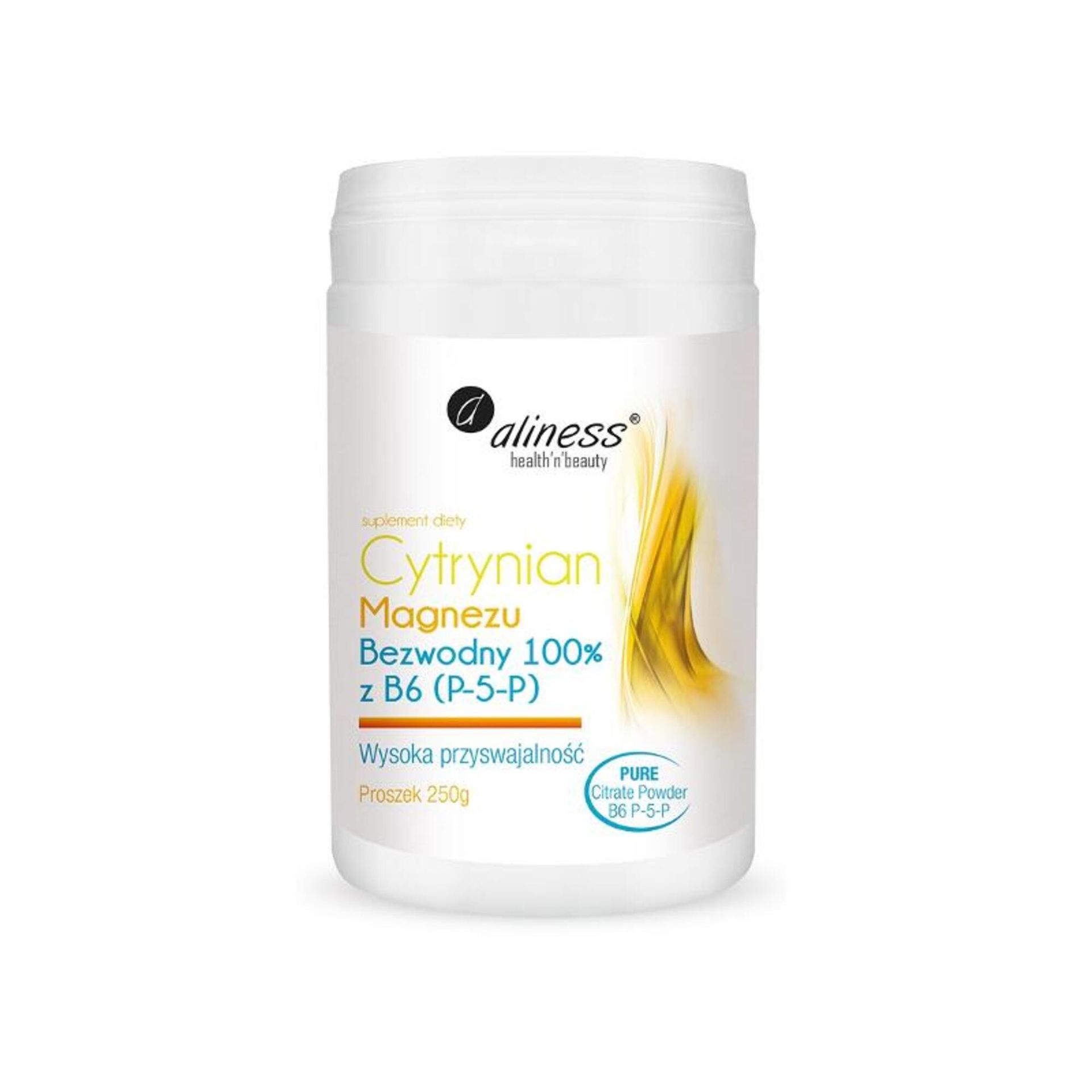 Aliness Cytrynian Magnezu bezwodny 100% z B6 (P-5-P), proszek 250g, - FC11-117A9