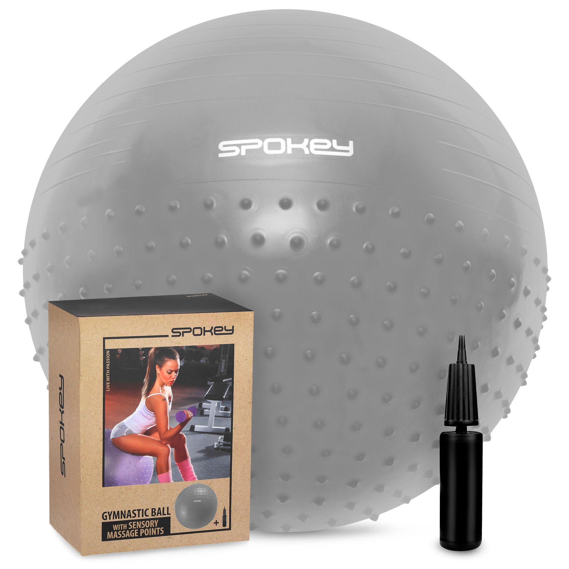 Spokey HalfFit Piłka gimn.masaż55cm