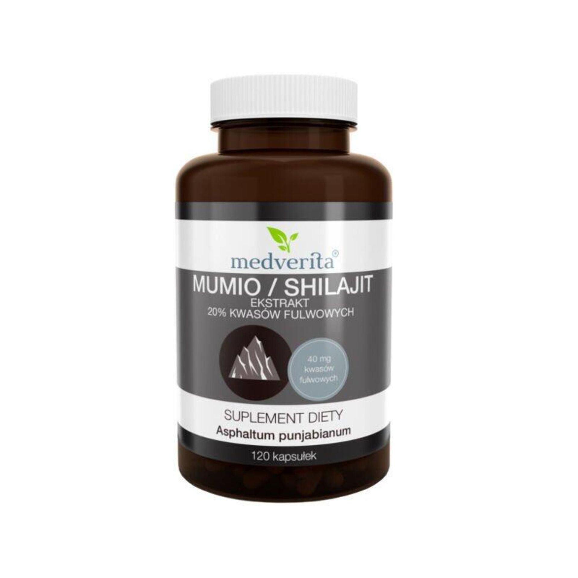 Medverita Medverita Mumio / Shilajit ekstrakt 20% kwasów fulwowych - 120 kapsułek MED311