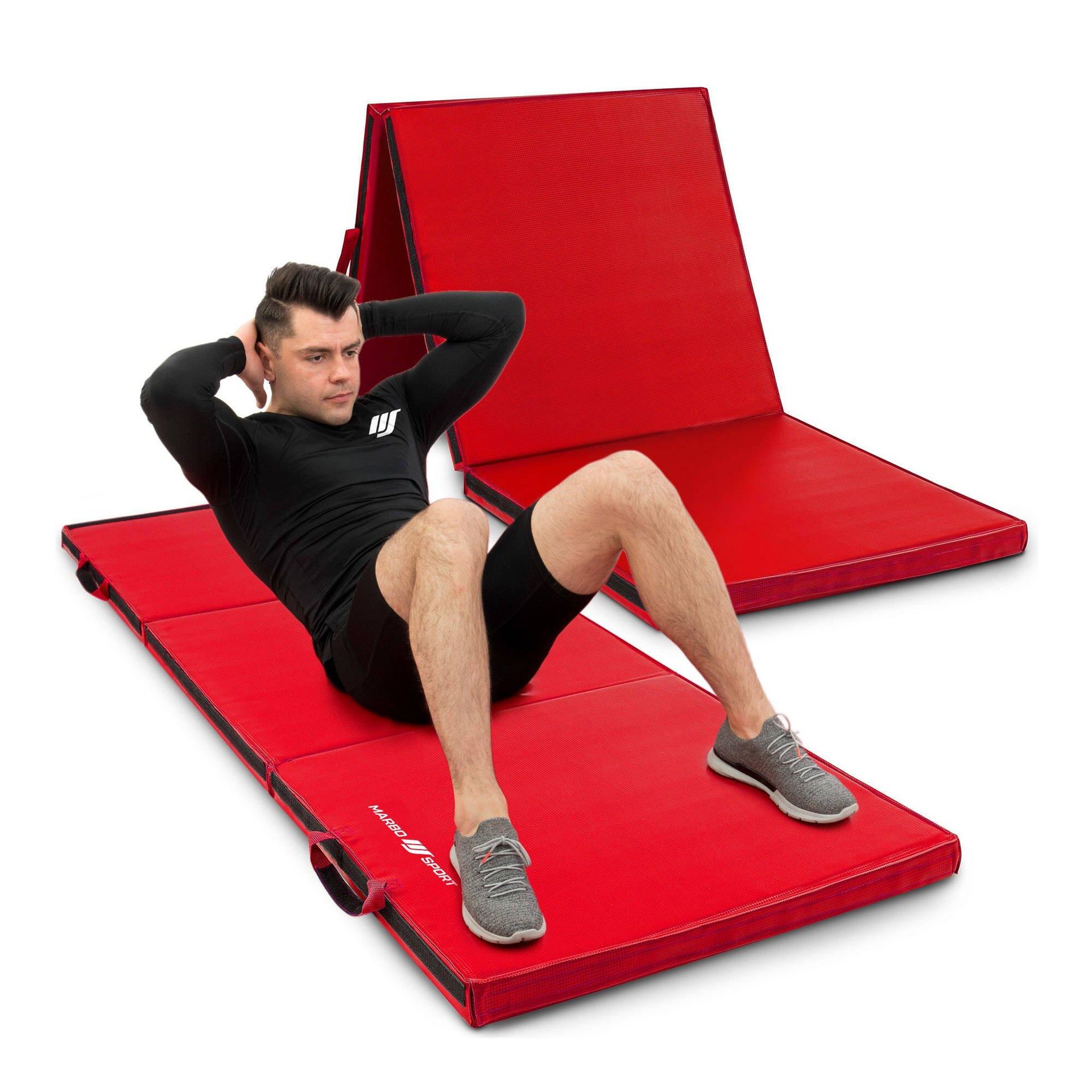 Marbo Sport Materac gimnastyczny składany twardy z rzepami 180 x 60 x 5 cm czerwony - 1009118