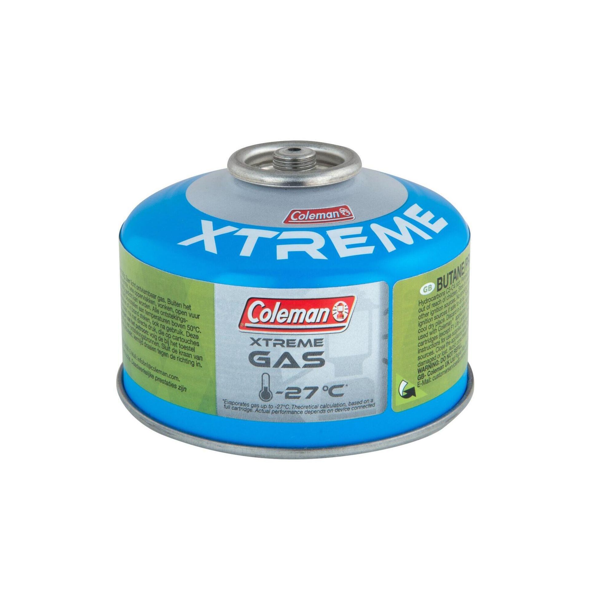 Coleman C100 Xtreme wkład gazowy, z zaworem, do kuchenek kempingowych, mieszanka butanu i propanu, waga wypełnienia: 100 g, do stosowania w ekstremalnych temperaturach (do -27°C), wielokolorowa, XS 3000005141