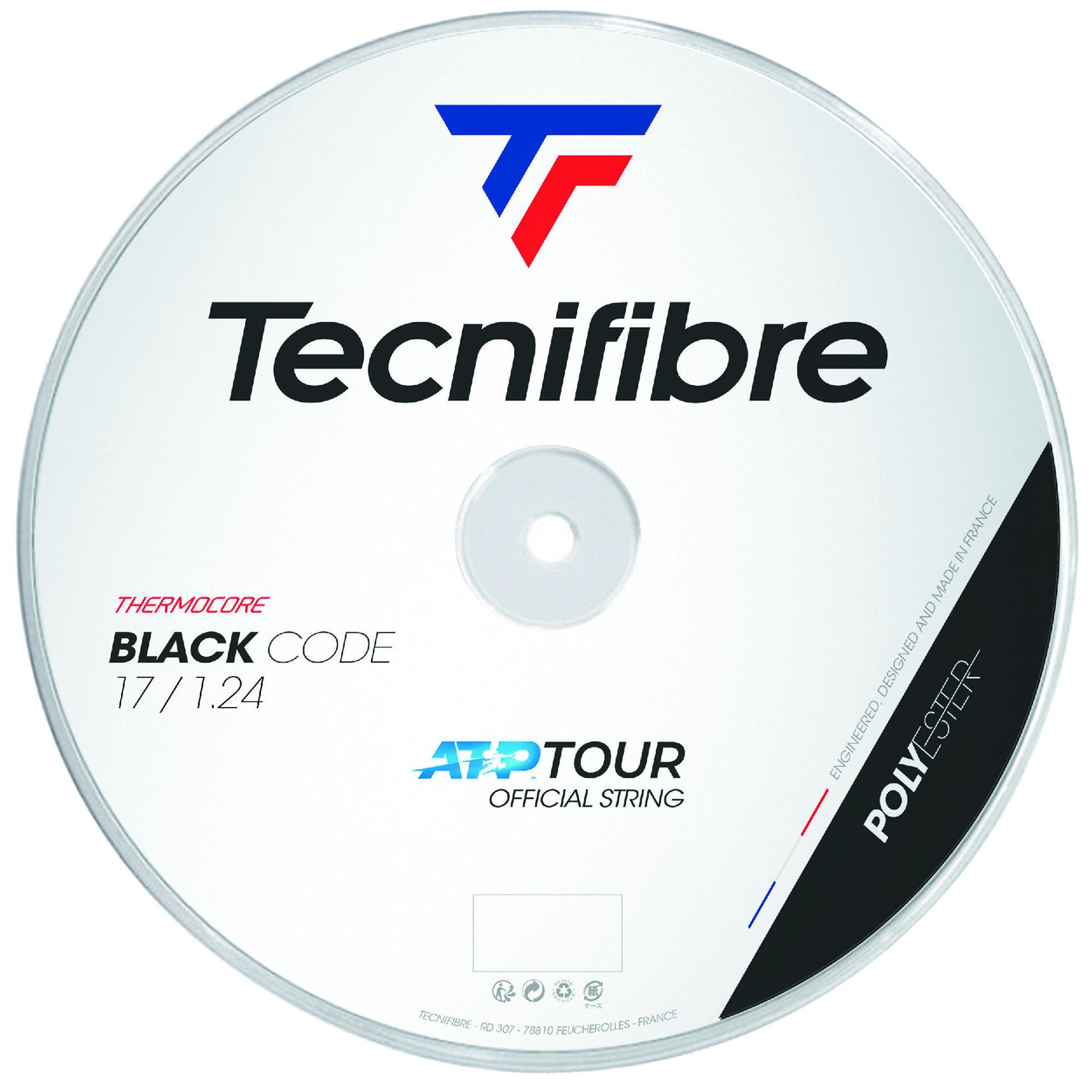 Naciąg tenisowy jednordzeniowy Tecnifibre Black Code 1,24mm szpula 200M