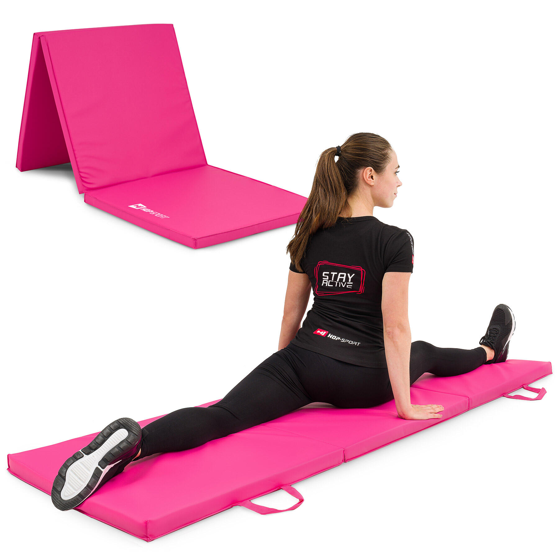 Hop-sport Materac gimnastyczny składany miękki 4cm - różowy