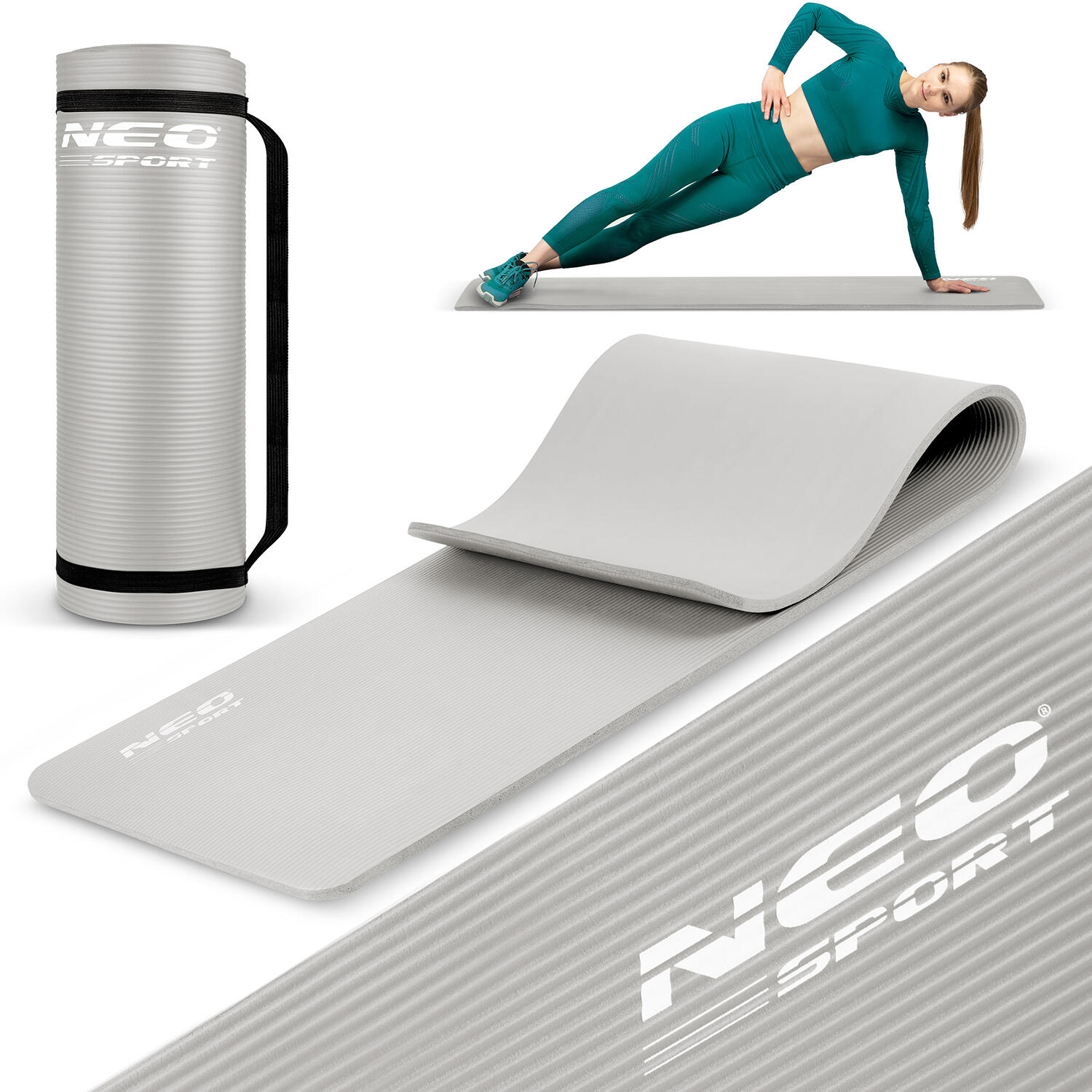 Neo-Sport Mata do ćwiczeń 183 x 60 cm Neo-Sport - 192200 szara 192200