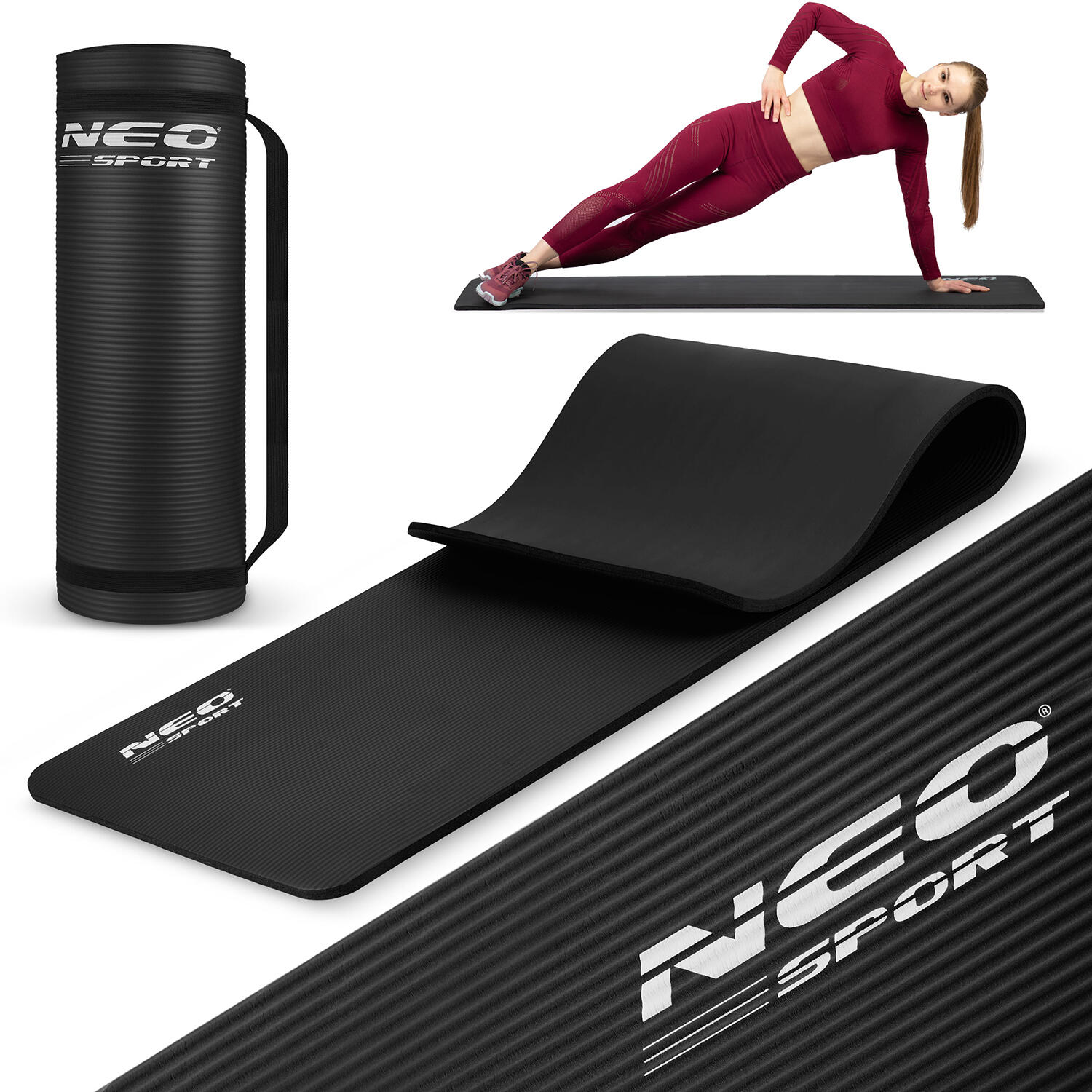 Neo-Sport Mata do ćwiczeń gruba 183 x 60 cm Neo-Sport - 192300 czarna 192300