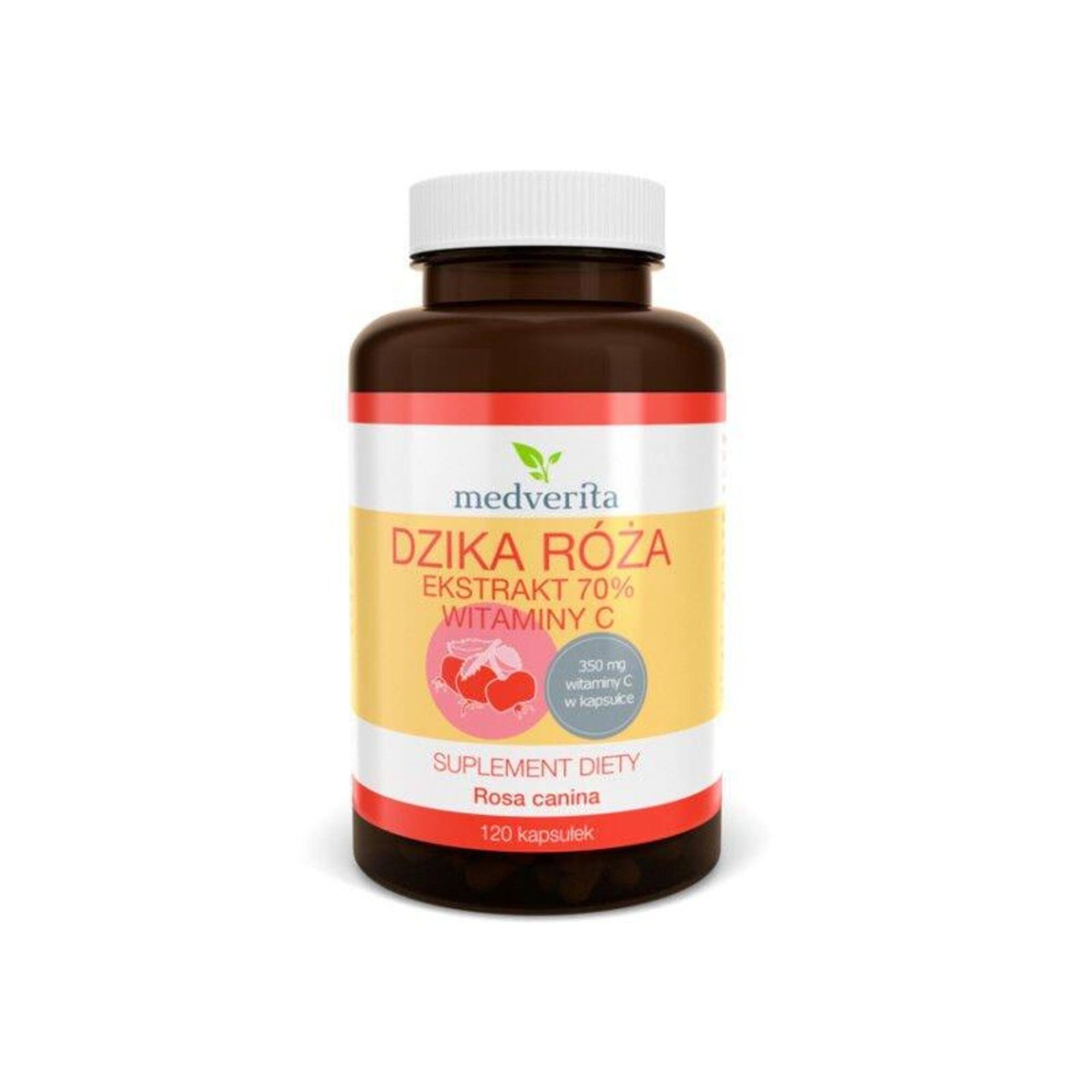 MEDVERITA Dzika róża ekstrakt - 70% witaminy C (120 kapsułek) Medverita