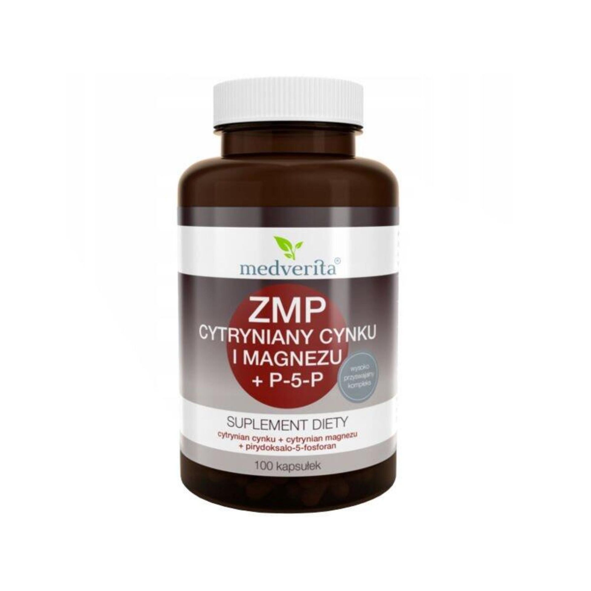 Medverita Medverita ZMP Cytryniany Cynku i Magnezu + P-5-P - 100 kapsułek