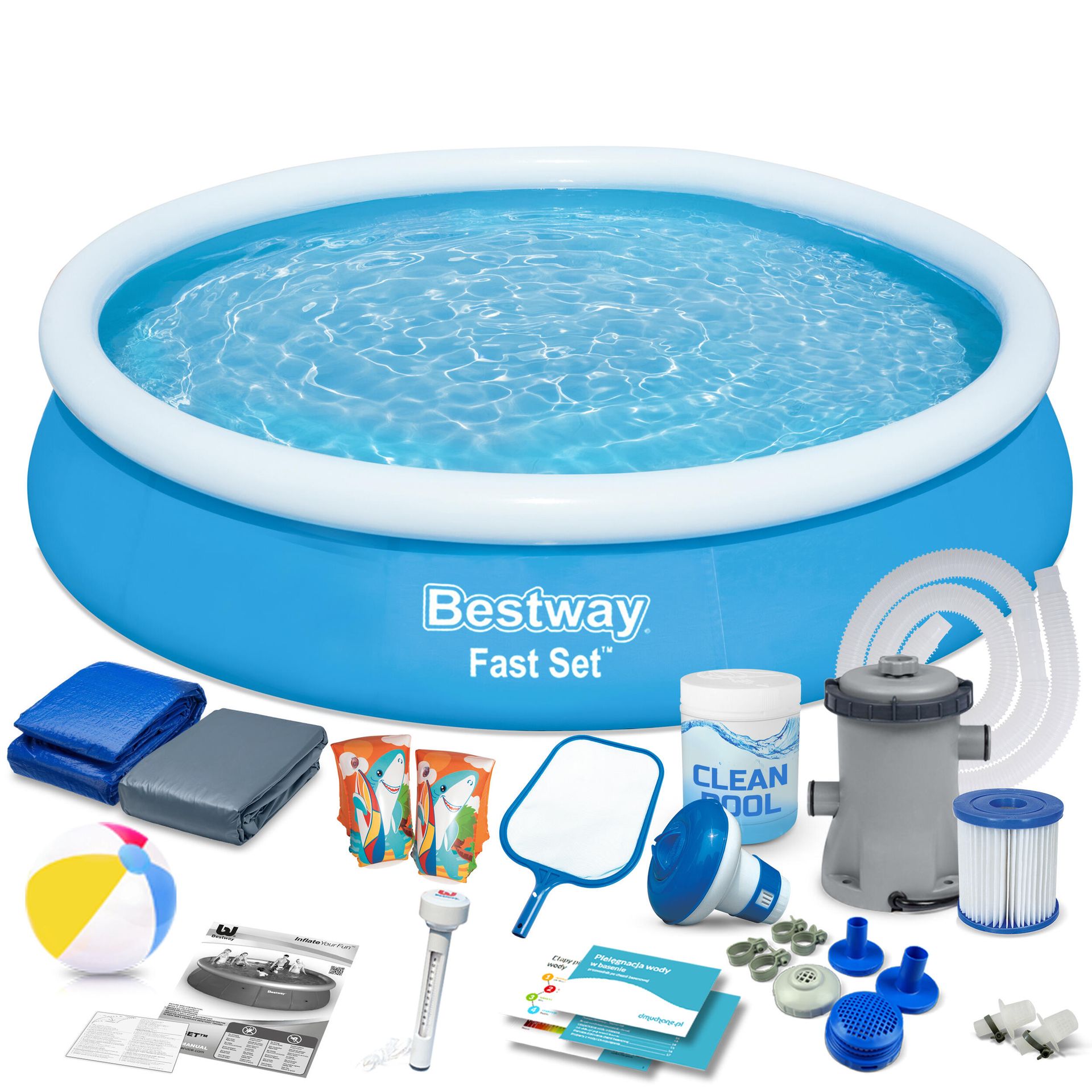 Basen ogrodowy, rozporowy, zestaw 17w1, 366x76 cm Bestway