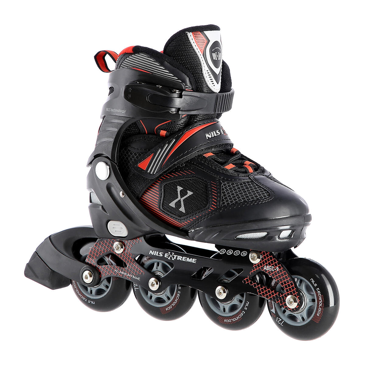 Nils Extreme NA9080 CZARNO/CZERWONE ROZM M (35-38) ŁYŻWOROLKI EXTREME