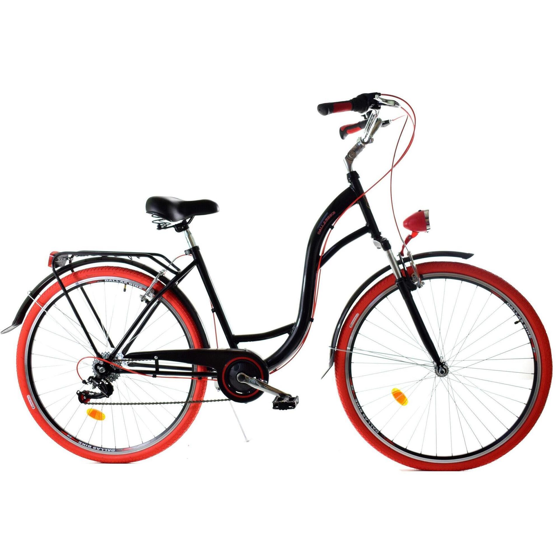 Dallas Bike City Lux 7spd 28 cali Czarno-czerwony
