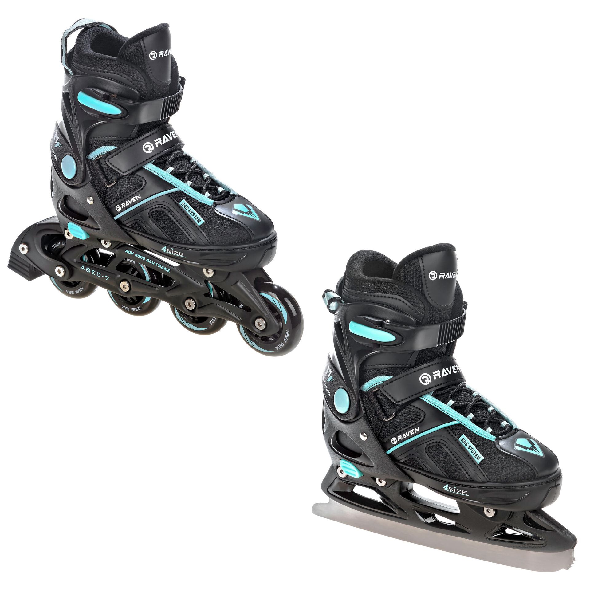 Rolki Łyżwy 2w1 Raven Pulse Black/Cyan 33-36