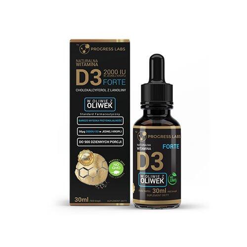 PROGRESS LABS PROGRESS LABS Vitamin D3 2000IU Forte 30 ml Witamina D3 w płynie