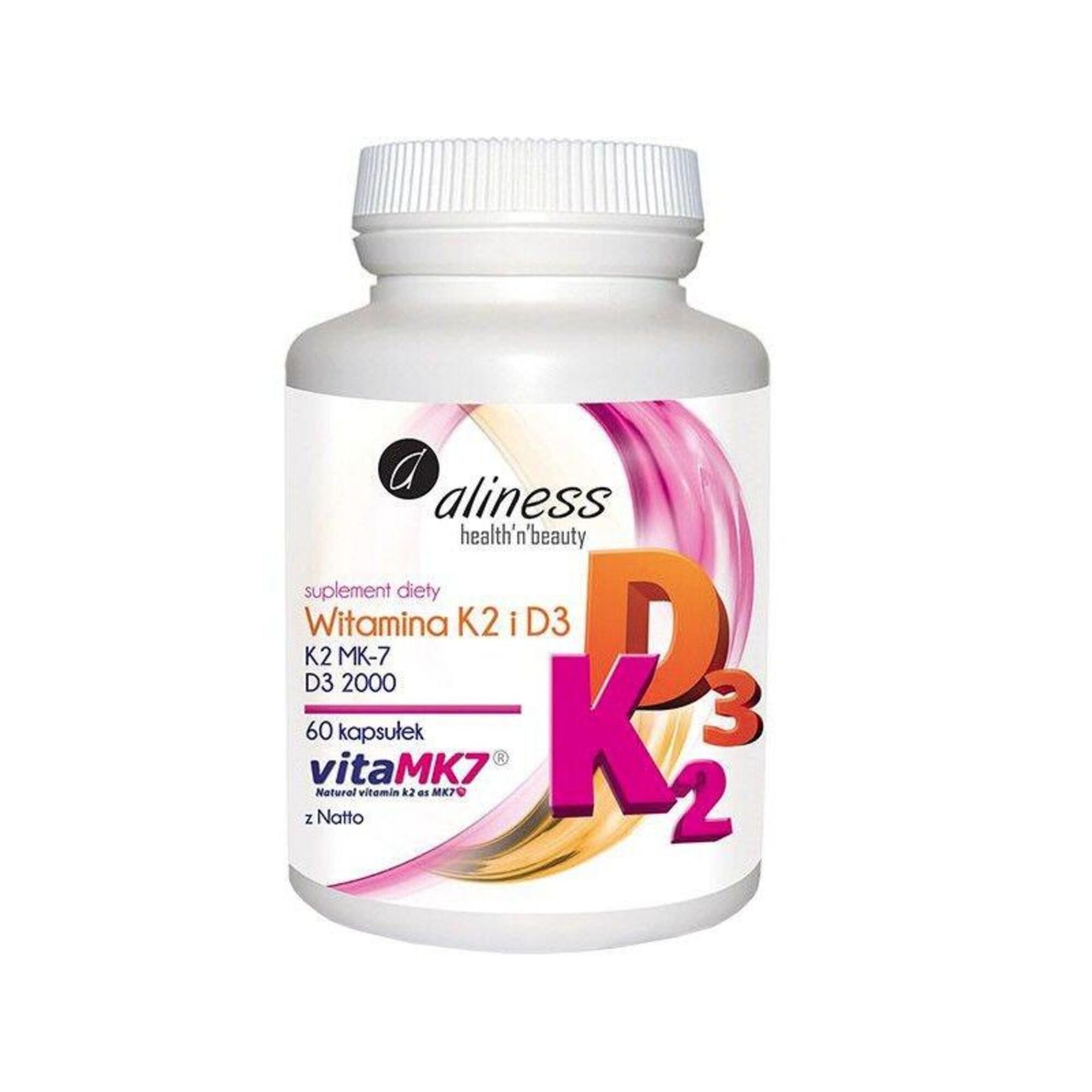 Medicaline Aliness Witamina K2 MK-7 Natto 100mcg i D3 2000IU 60kaps - suplement diety
