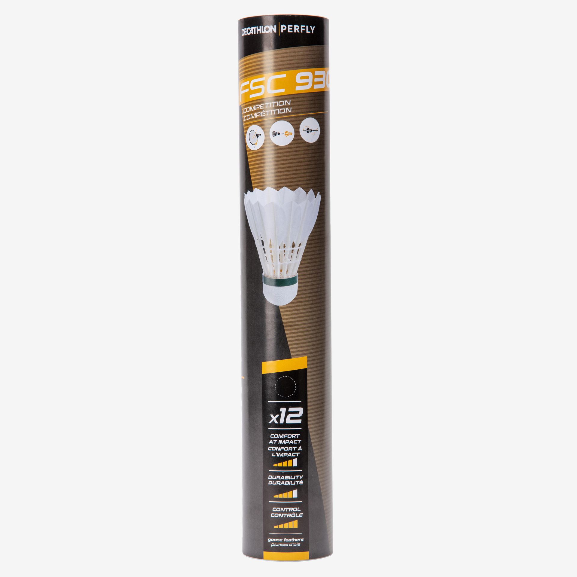 PERFLY Lotki do badmintona z piór FSC 930 x12 (SZYBKOŚĆ 78) Unisex