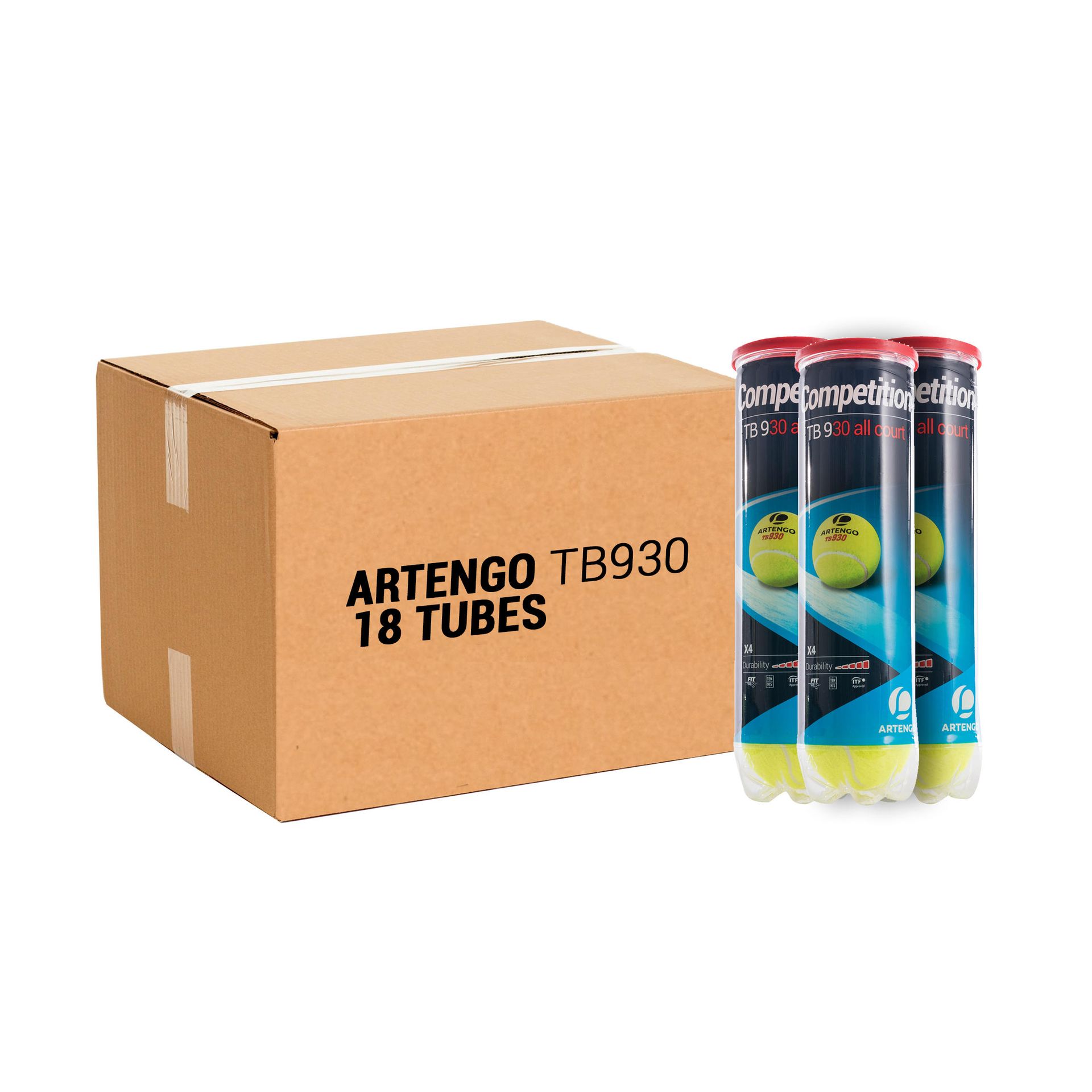 ARTENGO Piłka tenisowa TB930 18 tub po 4 piłki Unisex