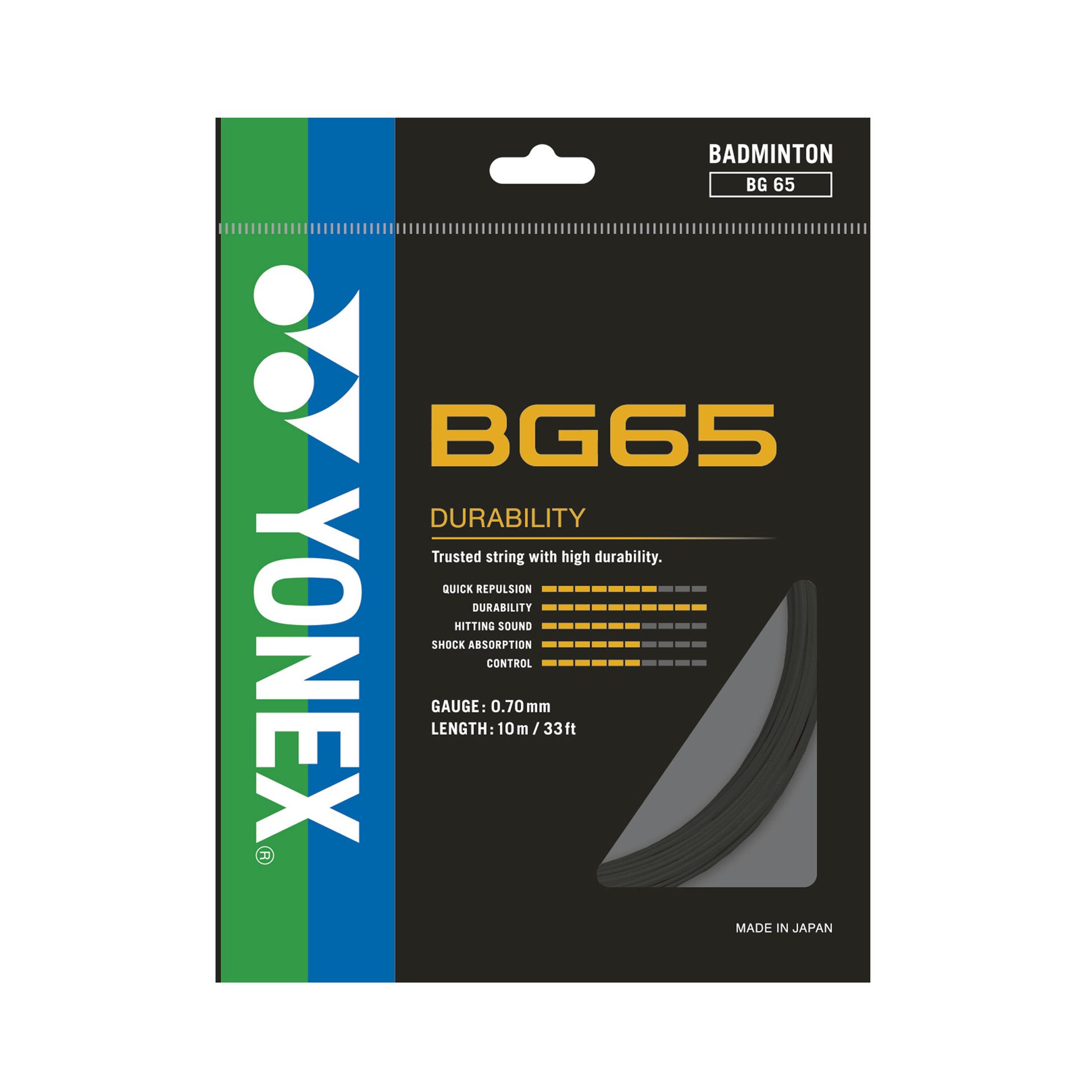 Naciąg Do Badmintona Yonex Bg 65 Czarny 10 M