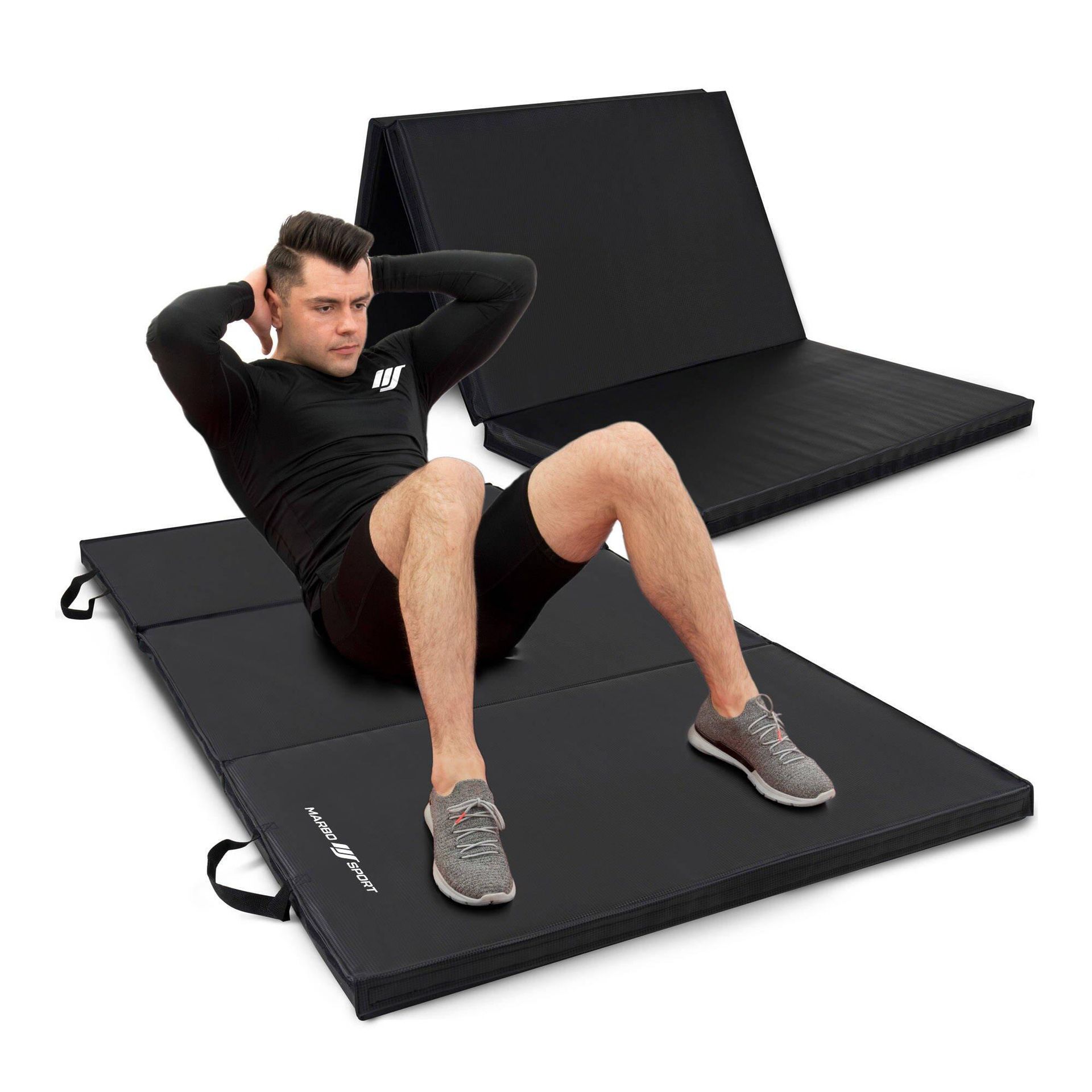 Marbo Sport Materac gimnastyczny składany twardy z rzepami 180 x 90 x 5 cm czarny - 1009120