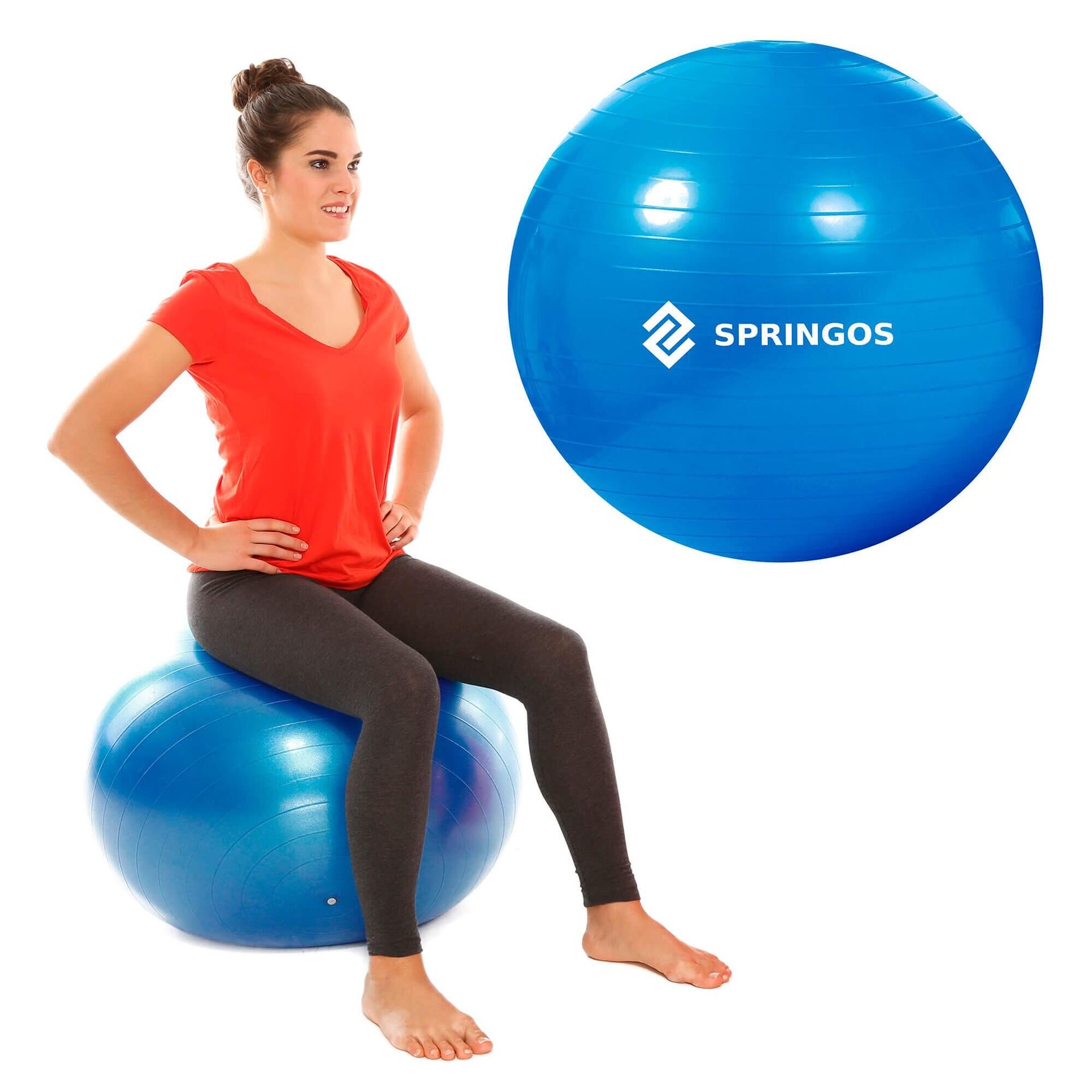 Piłka rehabilitacyjna do ćwiczeń 85cm gimnastyczna z pompką fitness niebieska FB0009
