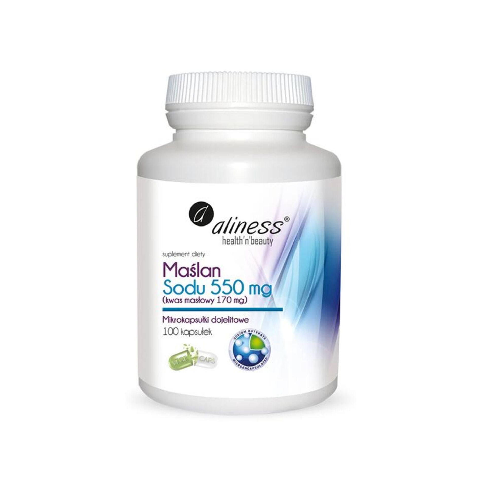Aliness Maślan Sodu 550 mg 100 kaps VEGE - suplement diety