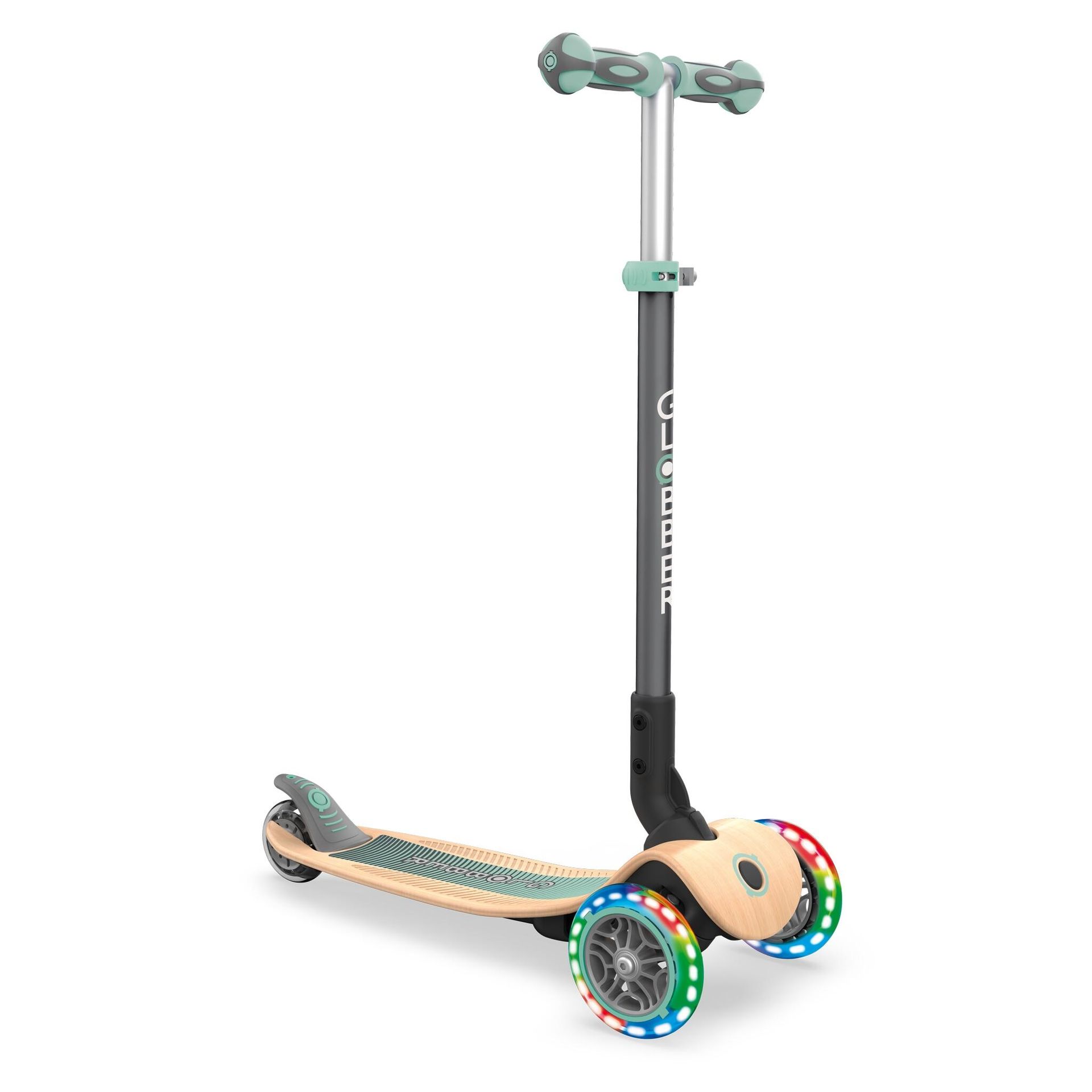 Hulajnoga 3-kołowa Globber Primo Foldable Wood Lights 436-206 Pastel Green