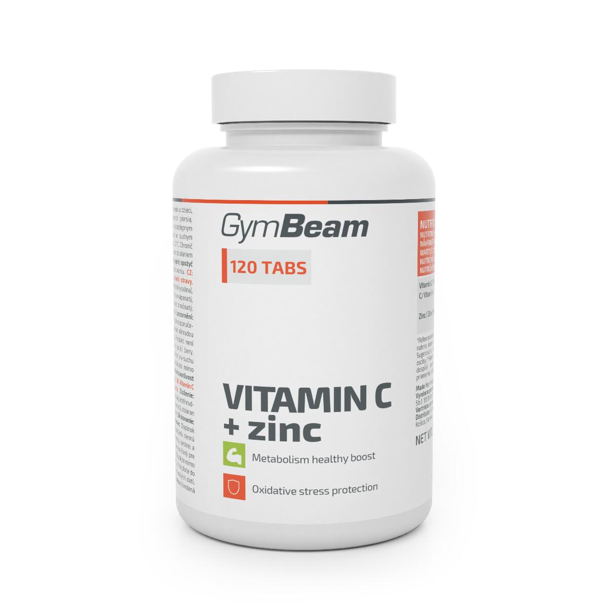 Фото - Вітаміни й мінерали GymBeam Witamina C + Cynk  120 tabletek 