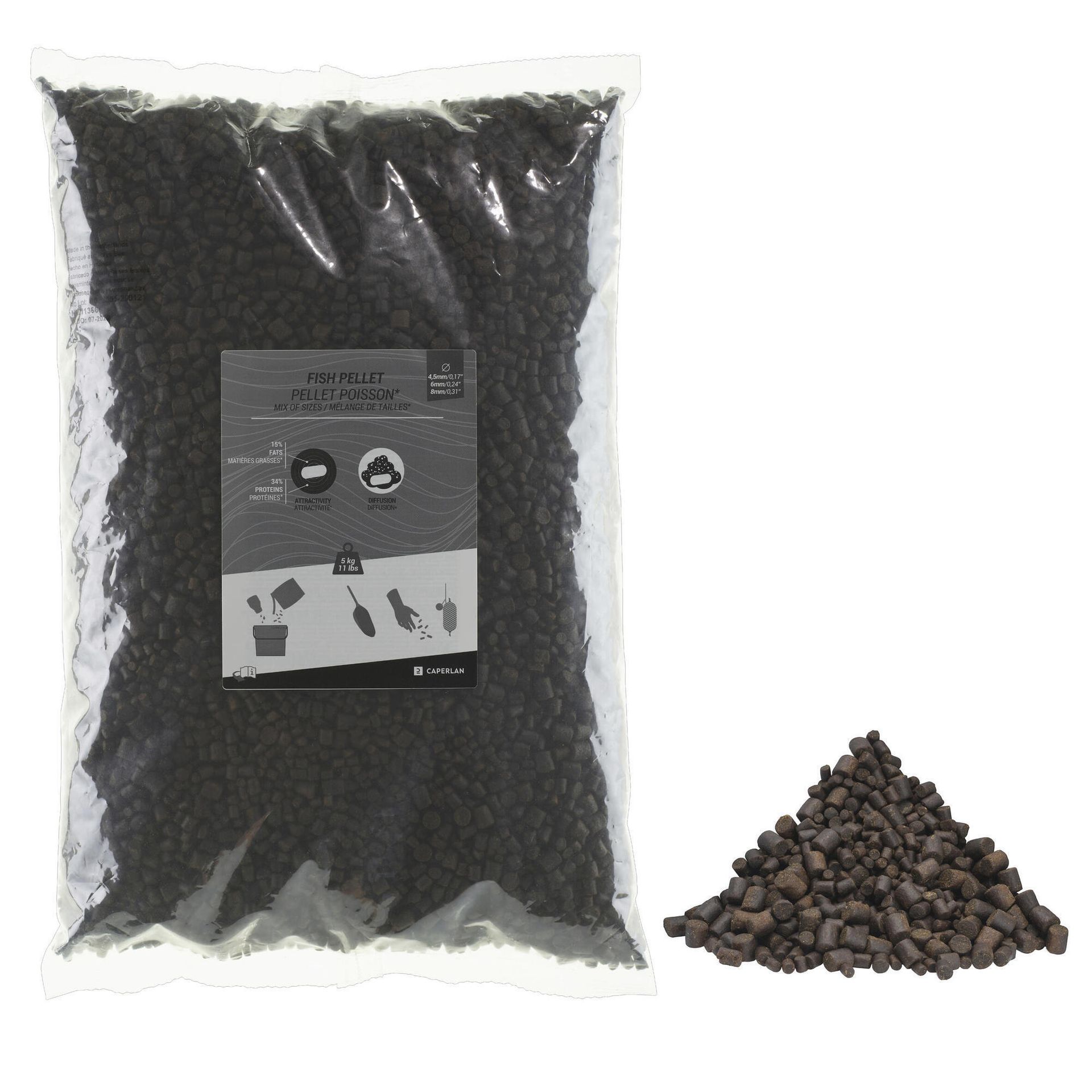 CAPERLAN Pellet 3 średnice 5 kg ryba Unisex