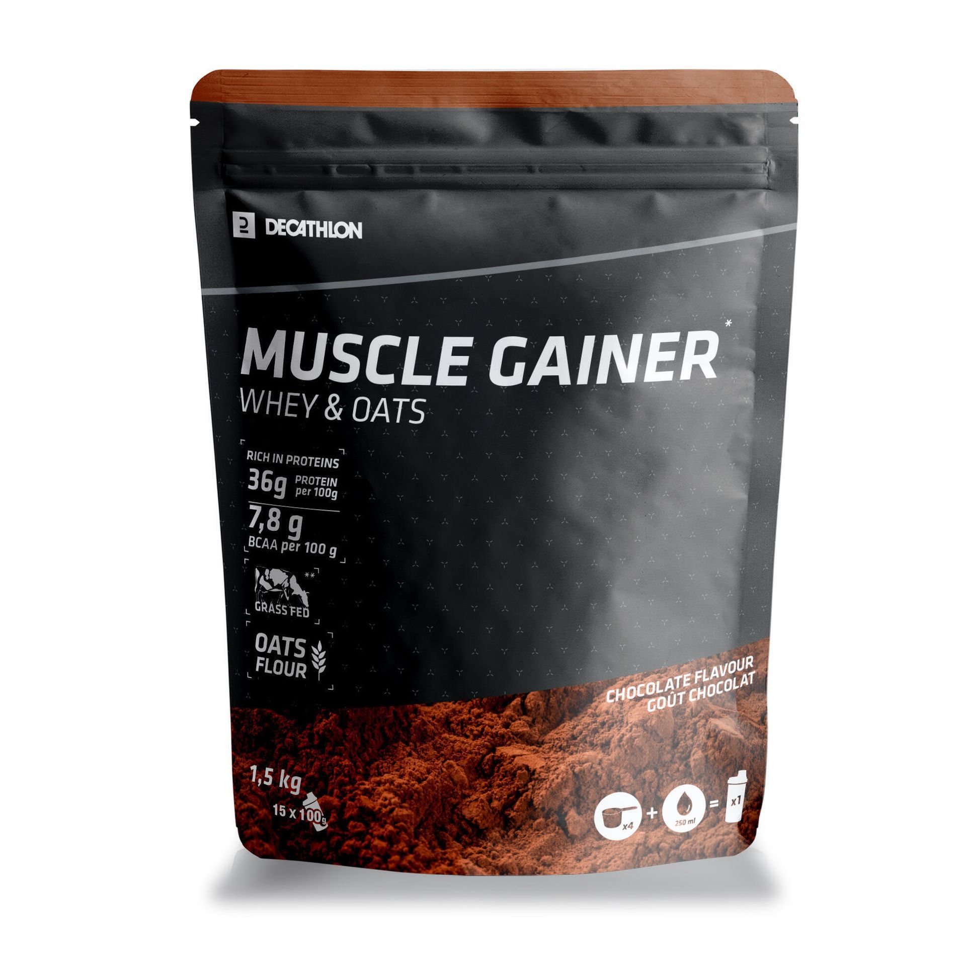 Odżywka Muscle Gainer czekoladowa whey & owies 1,5 kg