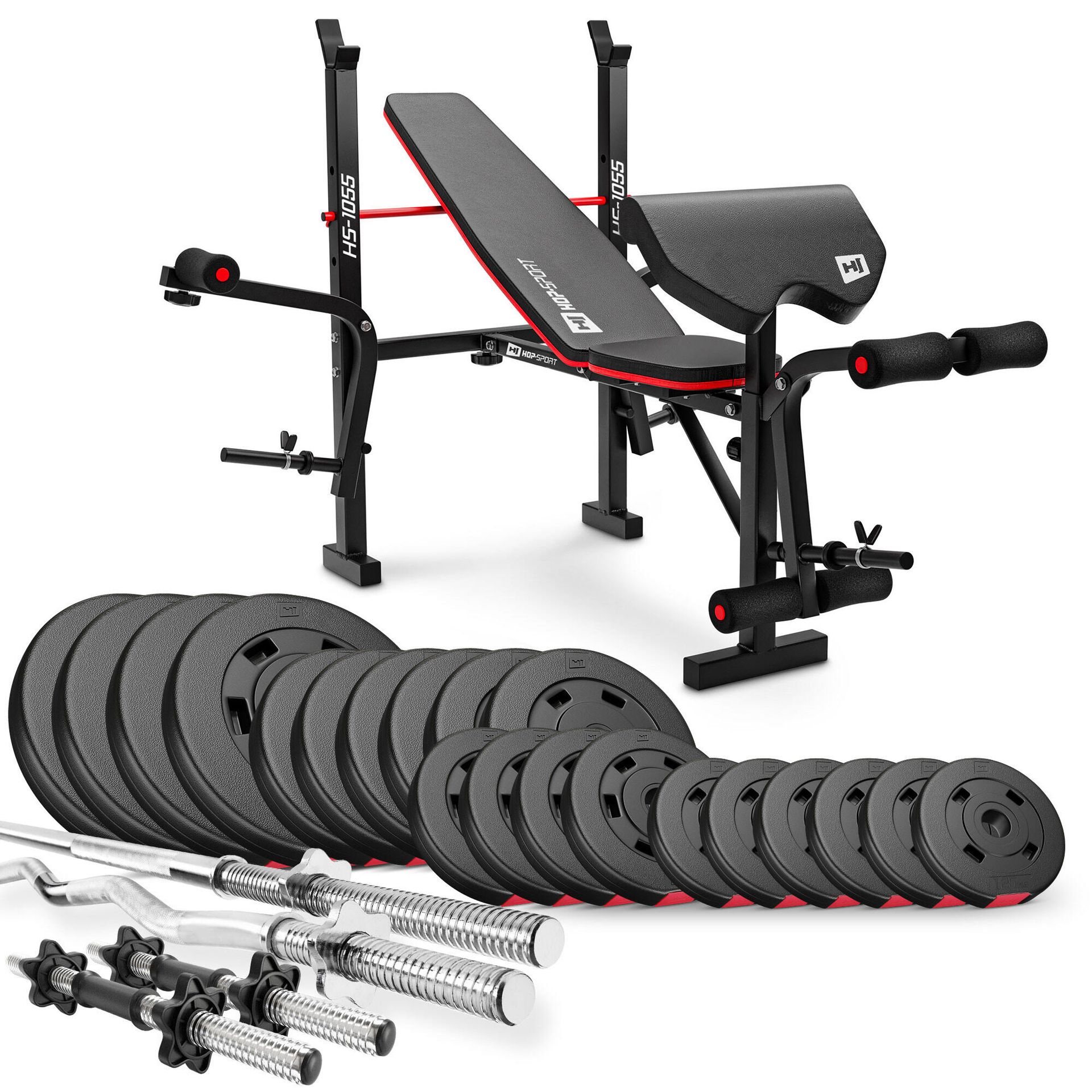 Hop-Sport Zestaw kulturystyczny Premium 105kg z ławką HS-1055 18826