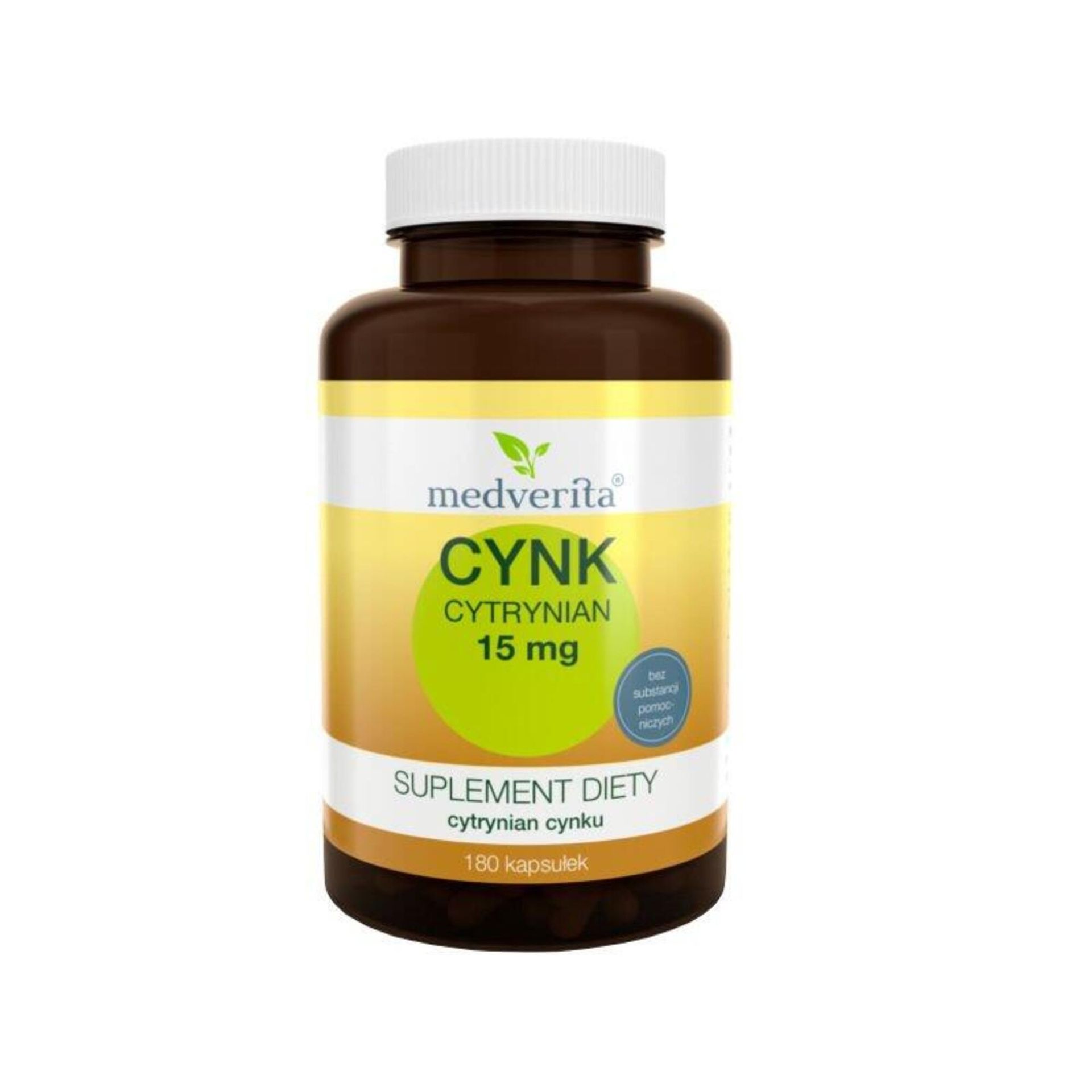 Medverita Medverita Cynk Cytrynian 25 mg - 180 kapsułek MED236