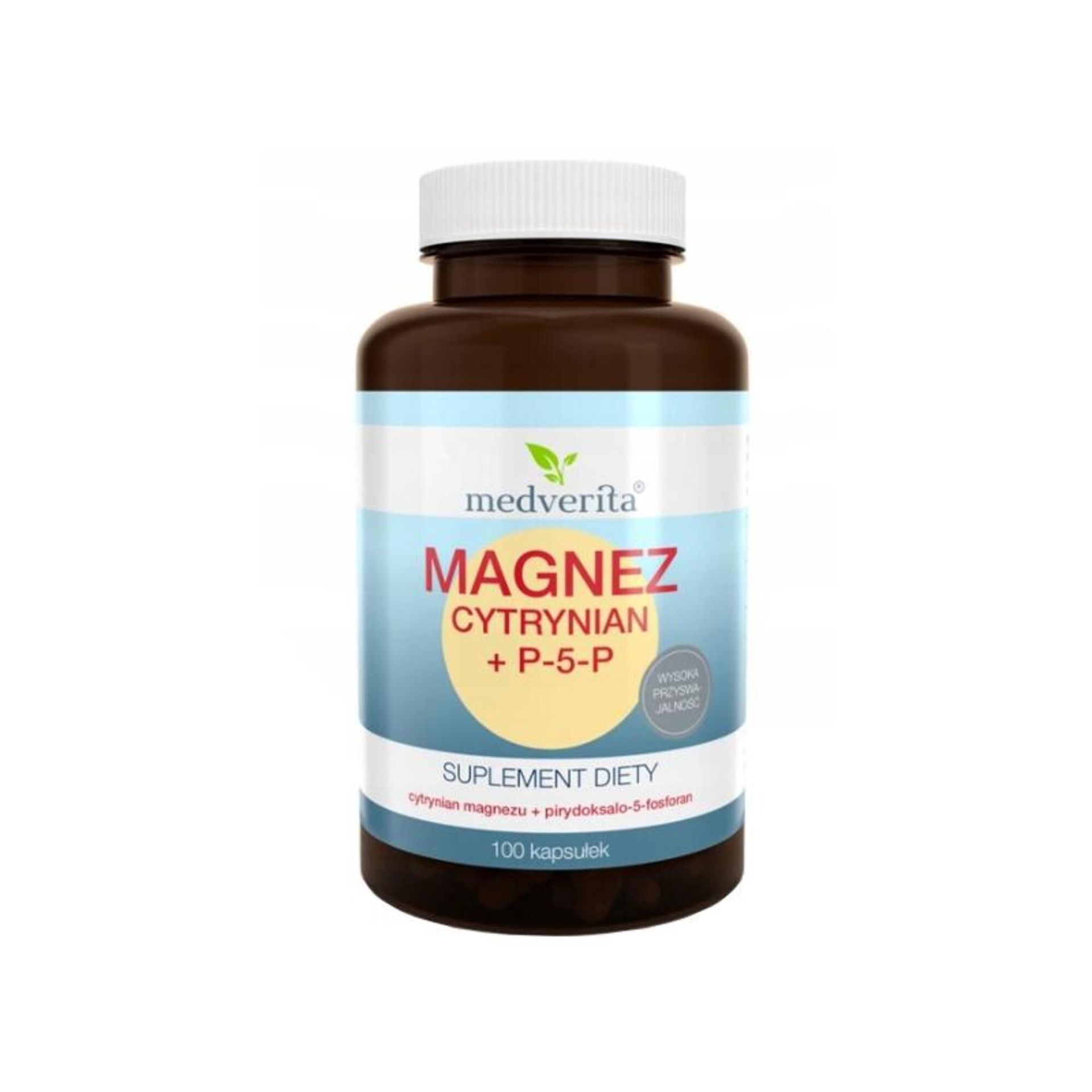 Magnez Cytrynian + P-5-P MEDVERITA 100 kaps