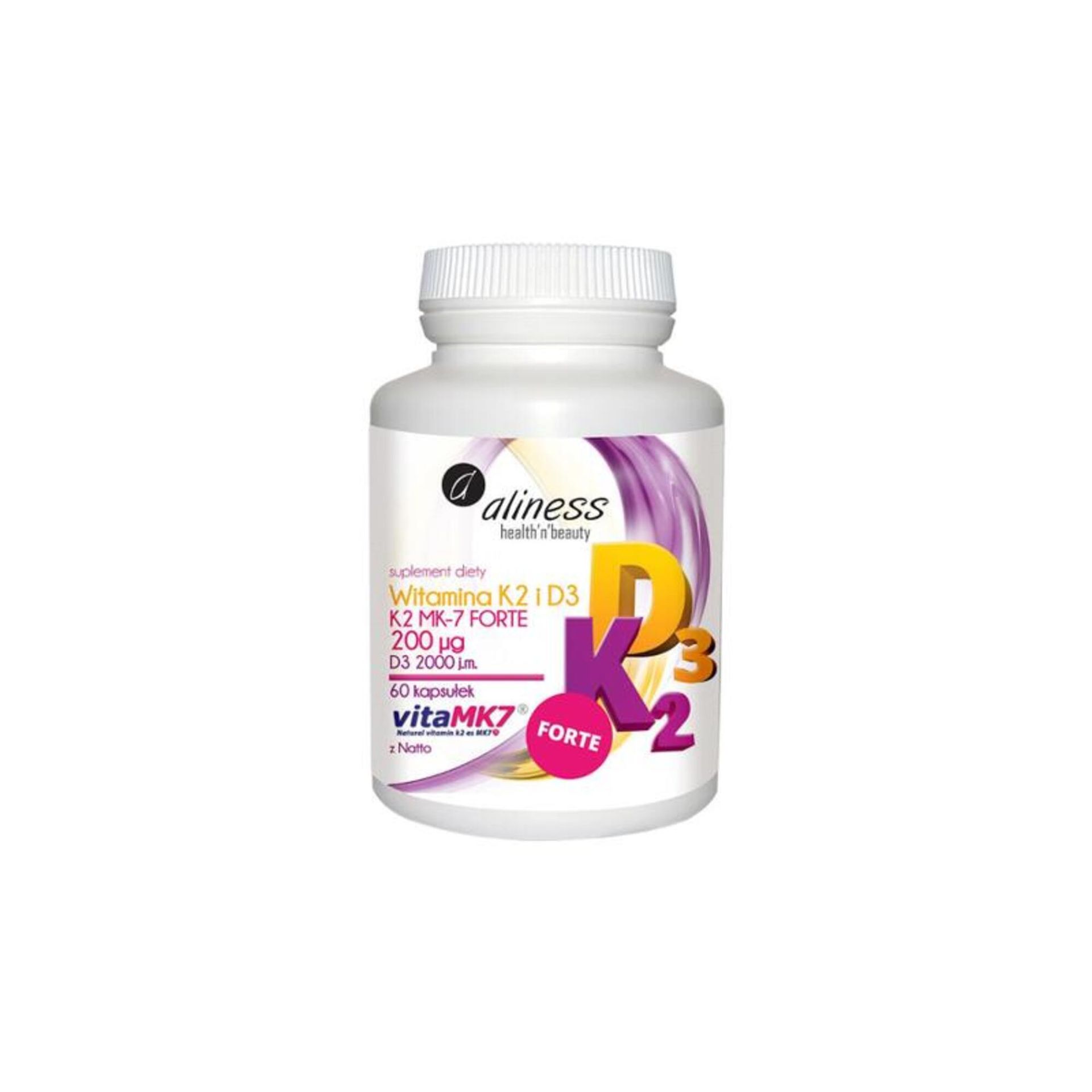 Medicaline Aliness Witamina K2 MK-7 FORTE 200mcg i D3 2000IU 60kaps - suplement diety