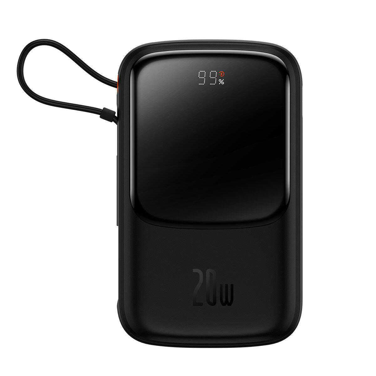 Baseus Qpow power bank 10000mAh wbudowany kabel Lightning 20W Quick Charge SCP AFC FCP czarny PPQD020001