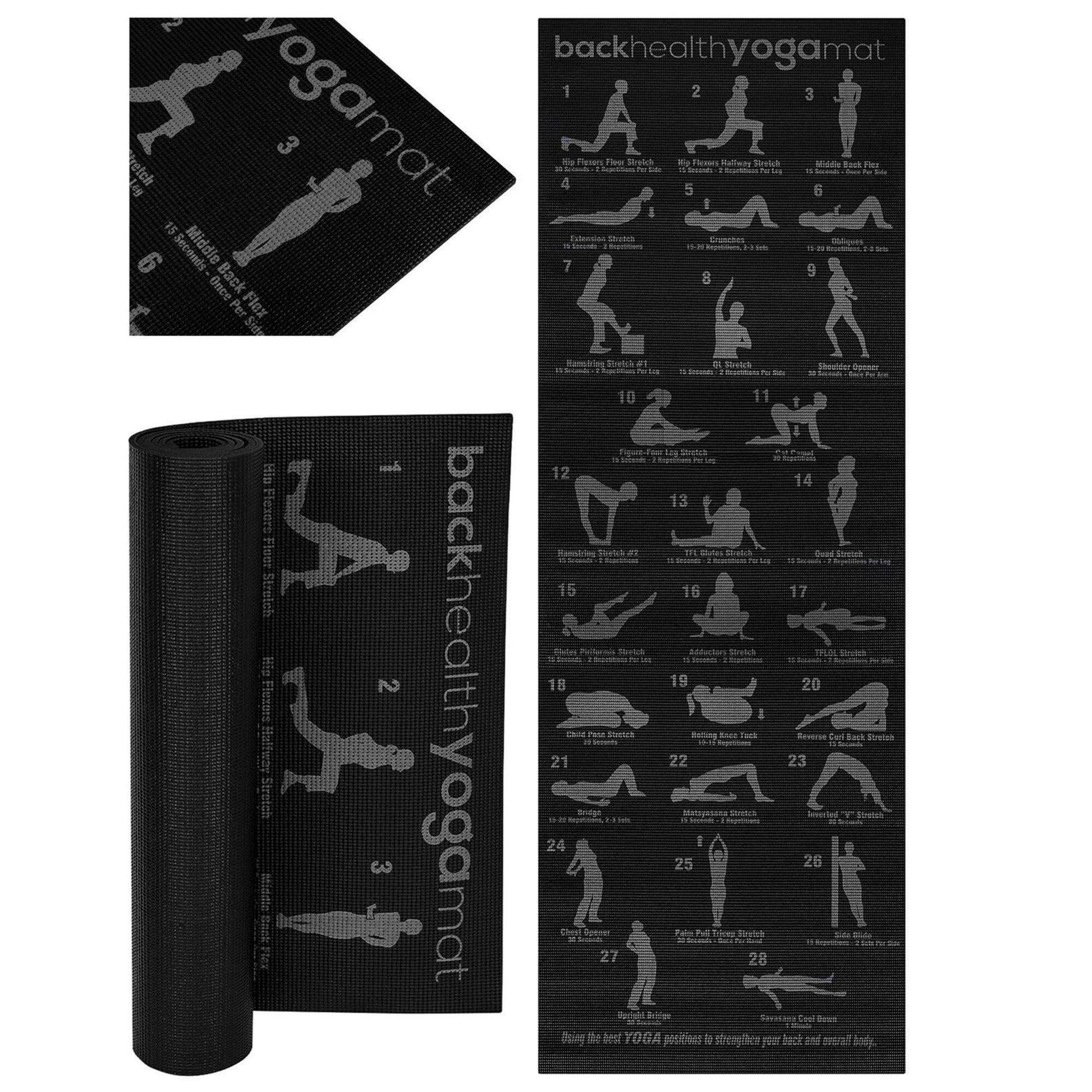 Antypoślizgowa, wodoodporna mata do jogi z programem ćwiczeń na wszystkie partie ciała (Back Health Yoga Mat)