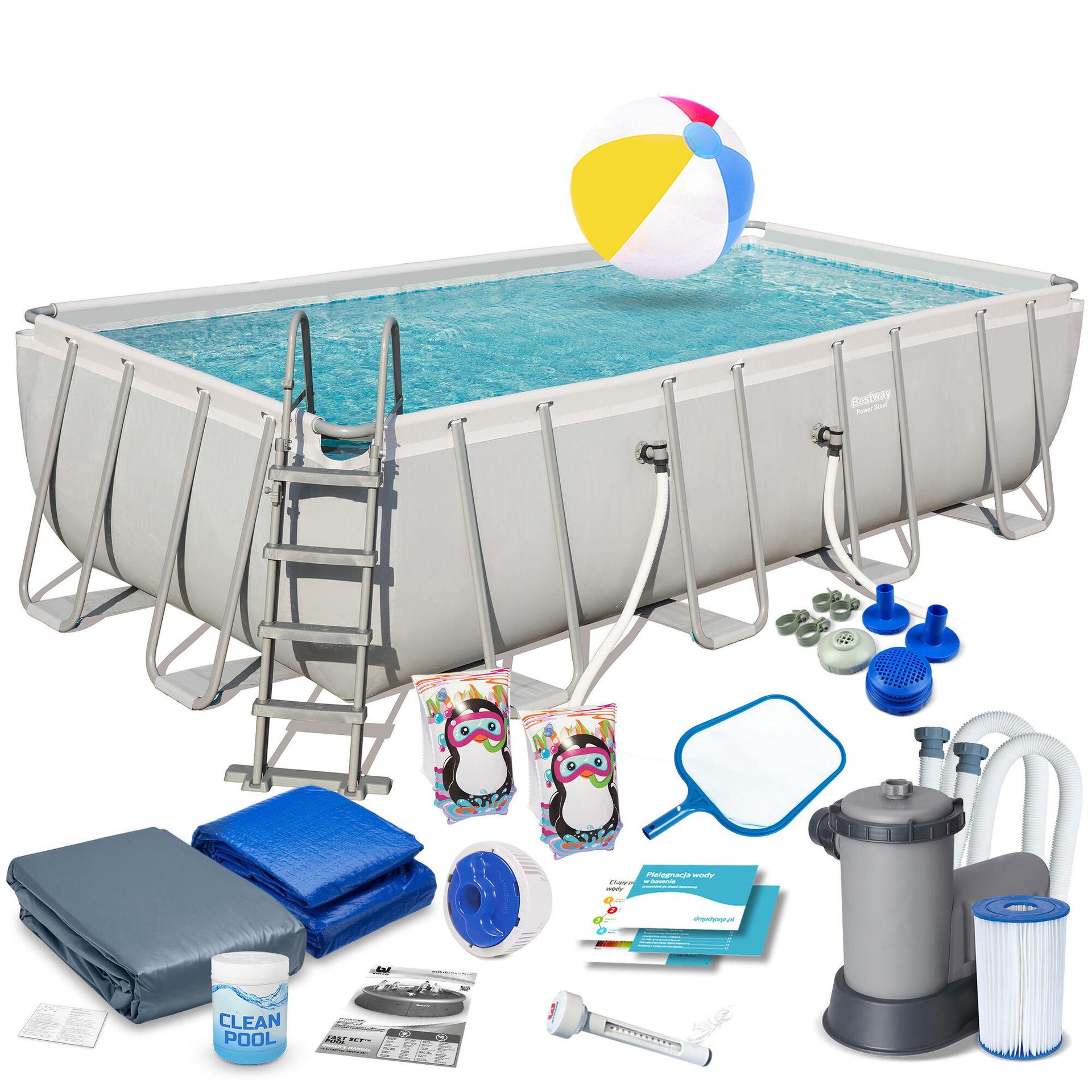 Bestway Aquafun Basen Mistral, prostokątny, szary, 549 x 274 cm, 56465 56465