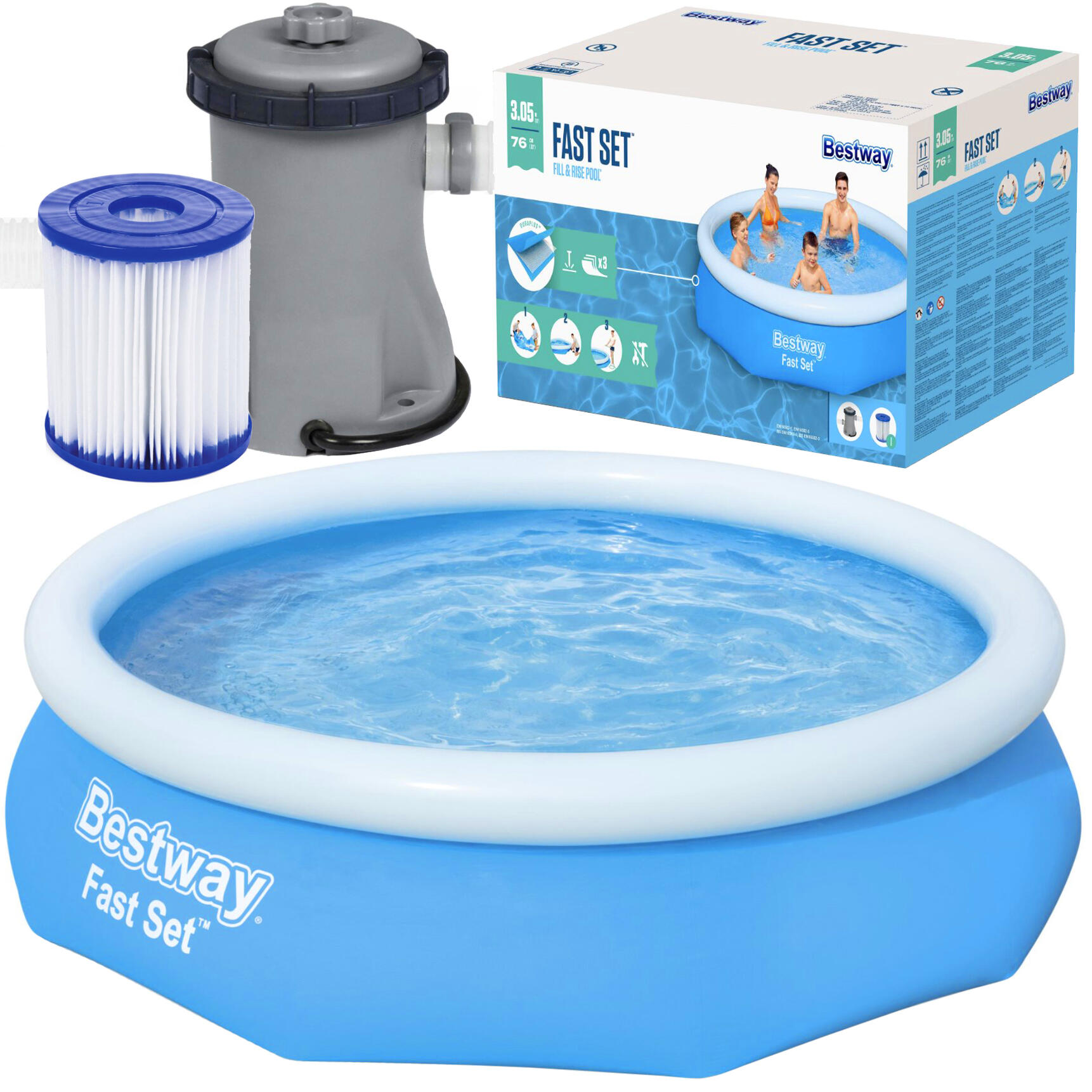 Ogrodowy basen rozporowy BESTWAY 305X76cm, z pompą