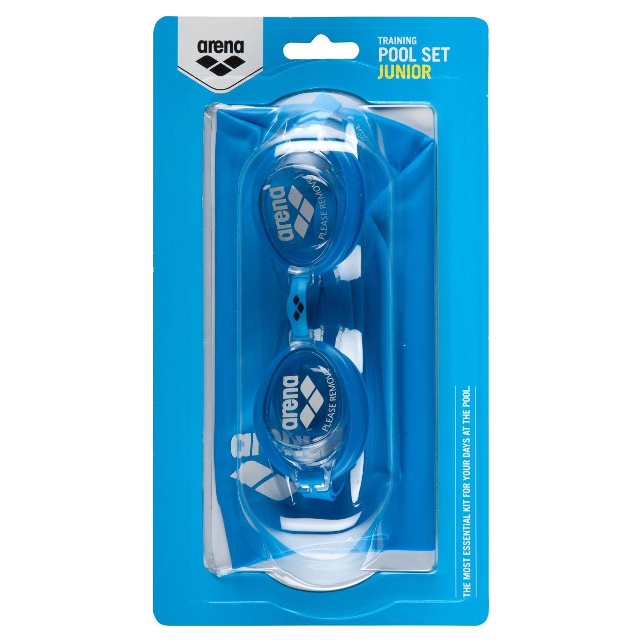 Arena Okulary + czepek Pool Set Jr blue clear/blue white 3468334661354