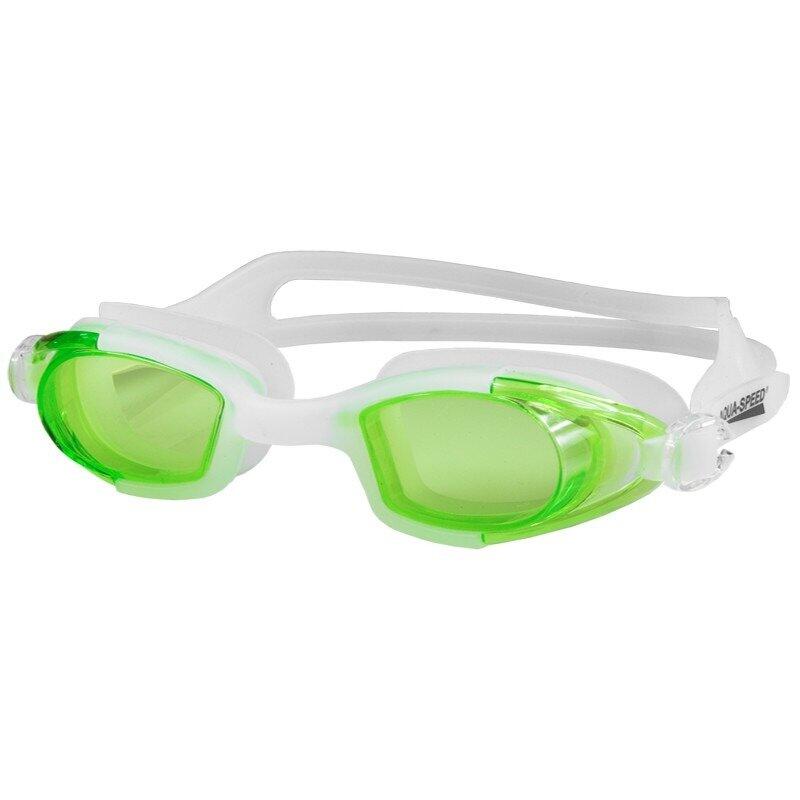 Aqua Speed AquaSpeed, Okulary pływackie, Marea JR, białe z zielonymi szkłami