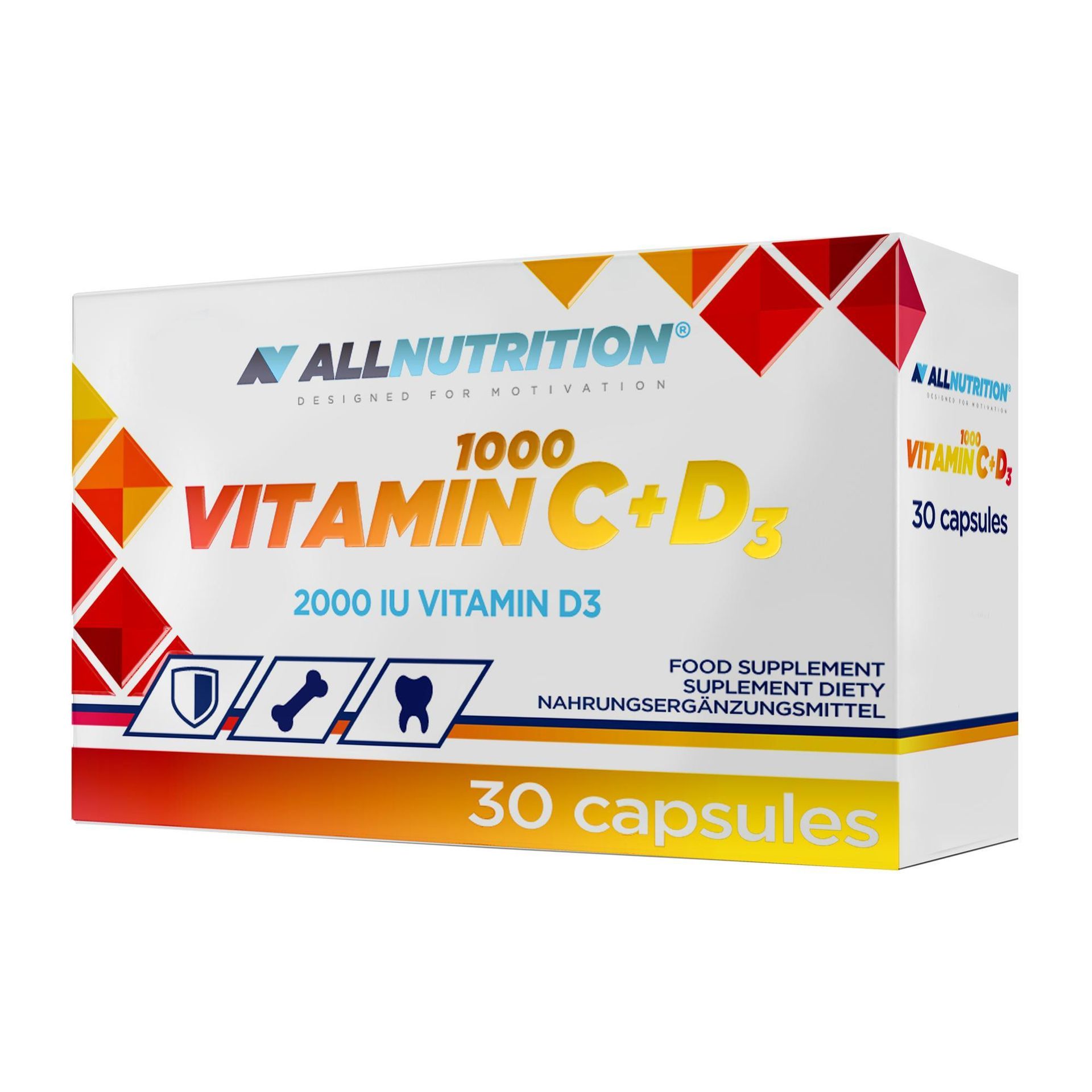 Allnutrition Vitamin C 1000 + D3, suplement diety, 30 kapsułek |  od 119,99 zł! 3637661