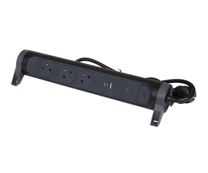Legrand Przedłużacz ochronny 3X2P+Z+USB AC 1.5M-CZARNY