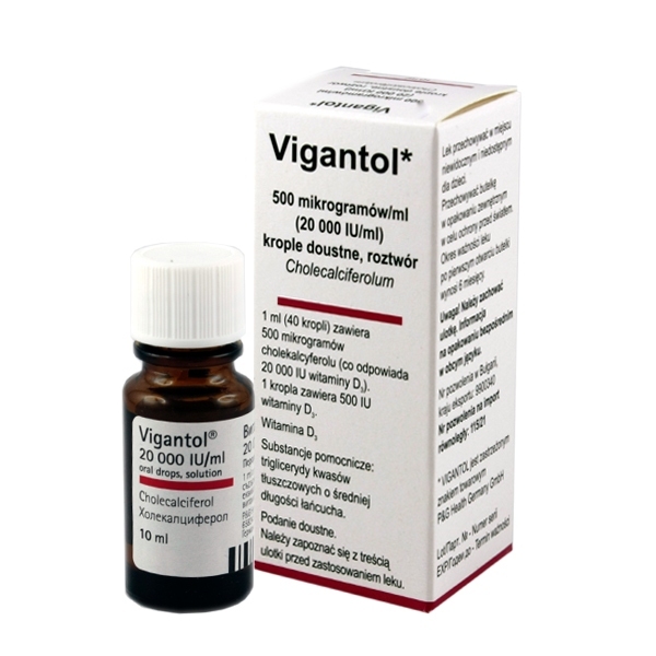 Vigantol 500μg/ml (20 000 IU) krople 10ml (Import Równoległy)
