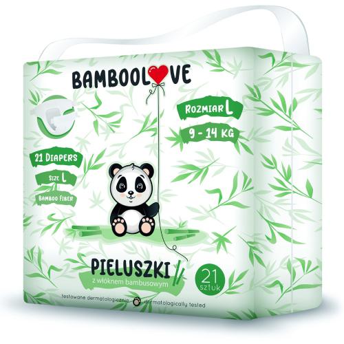 BAMBOOLOVE PIELUCHY Z WŁÓKNEM BAMBUSOWYM ROZMIAR L 9 - 14 kg (21 szt.) - BAMBOOLOVE BP-5903999558628
