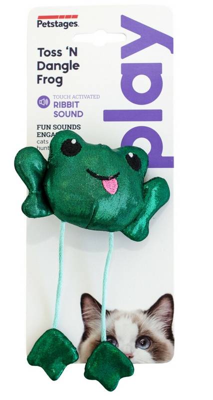 Petstages Toss 'N Dangle Frog Catnip Cat Toy - Dyndająca żaba + DREAMIES 60g GRATIS