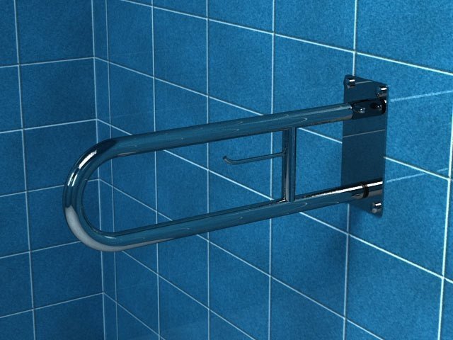 Poręcz dla niepełnosprawnych łukowa uchylna z miejscem na papier polerowana 60 cml PSP 660P